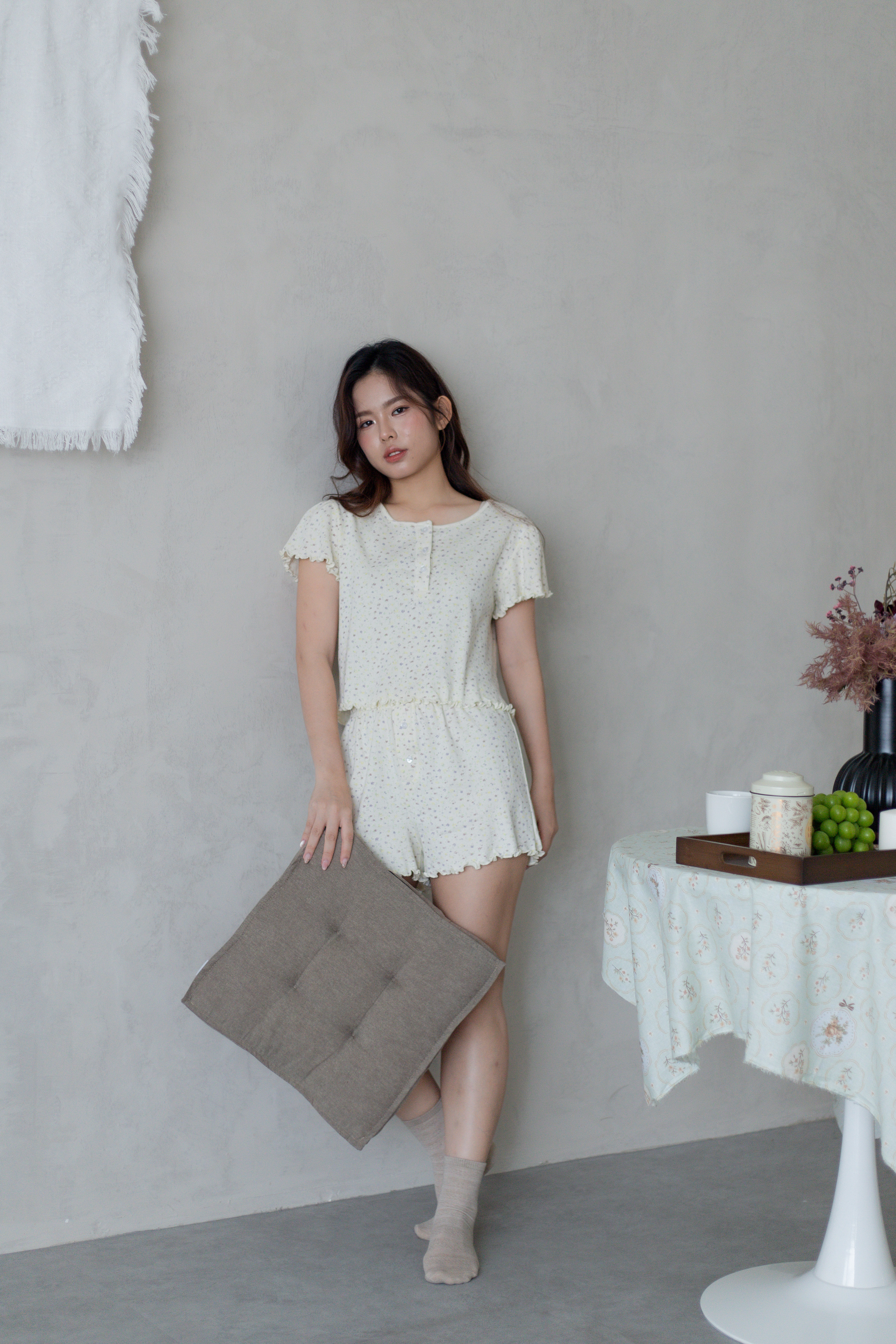 Ginnis Frill Floral Setwear Beige -2765SSBEI