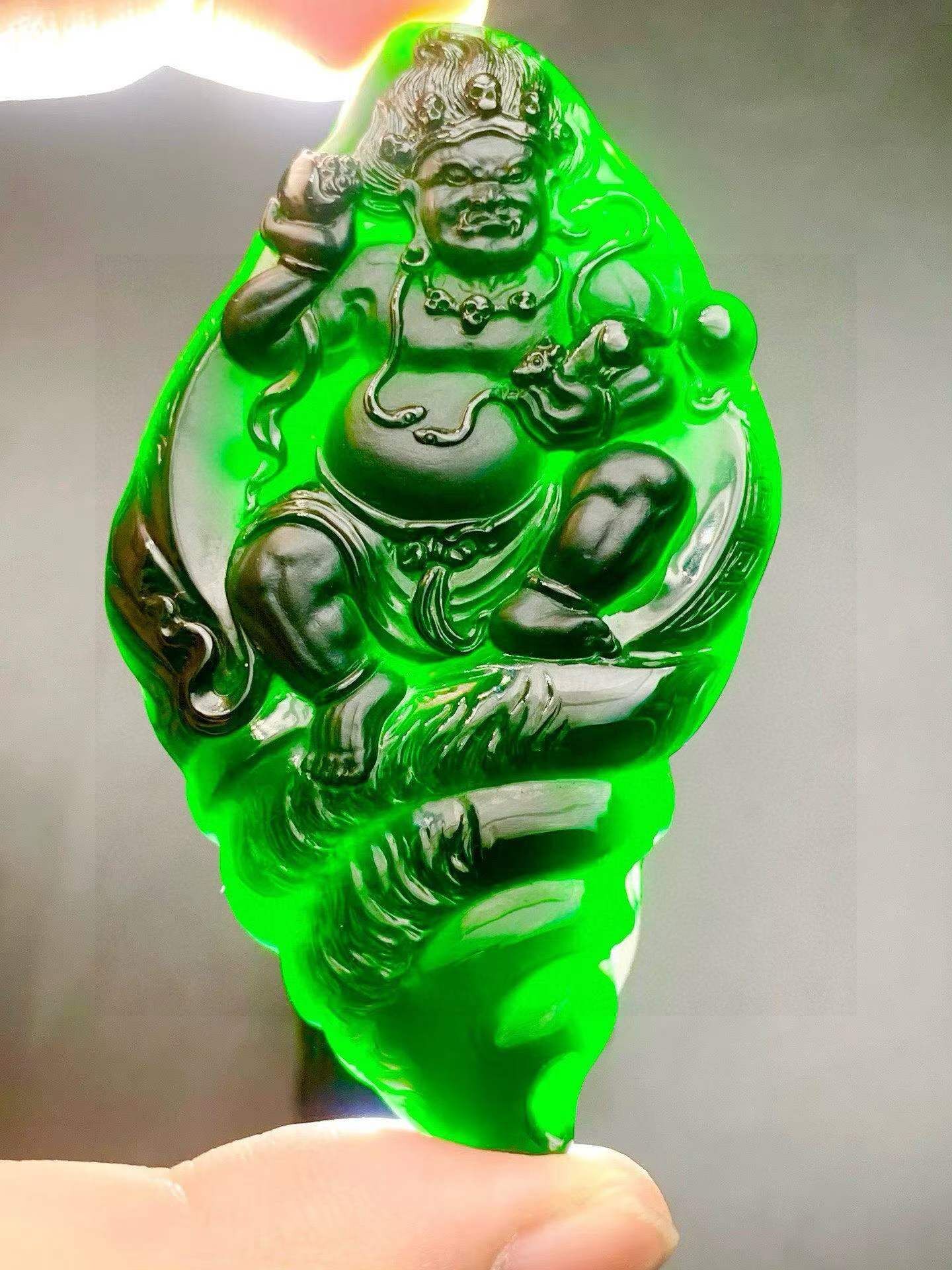 翡翠墨翠黃財神,天然翡翠A玉, 緬甸玉, Jade, Jadeite