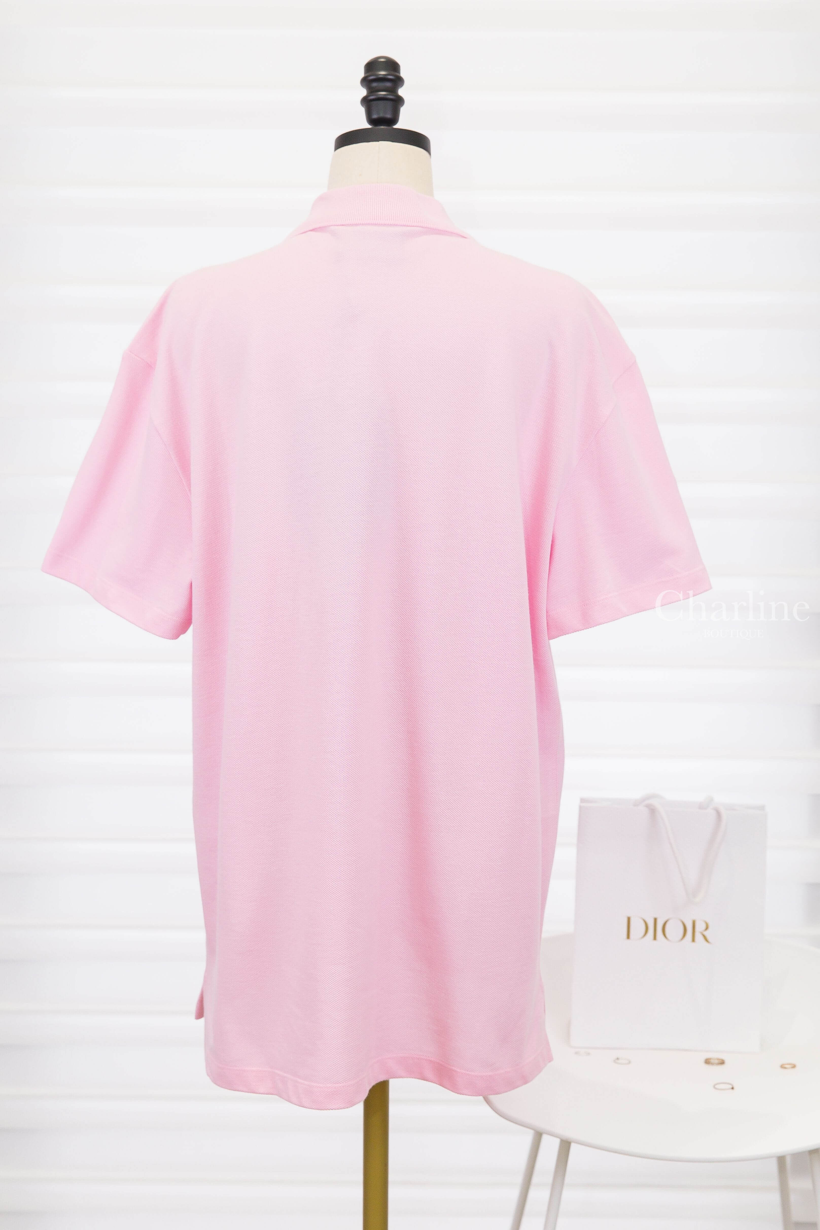 Dior Polo Shirt With Dior Embroidery, Relaxed Fit 淡粉紫色刺繡字母口袋Polo領棉質短袖上衣-Charline Boutique 精品代購