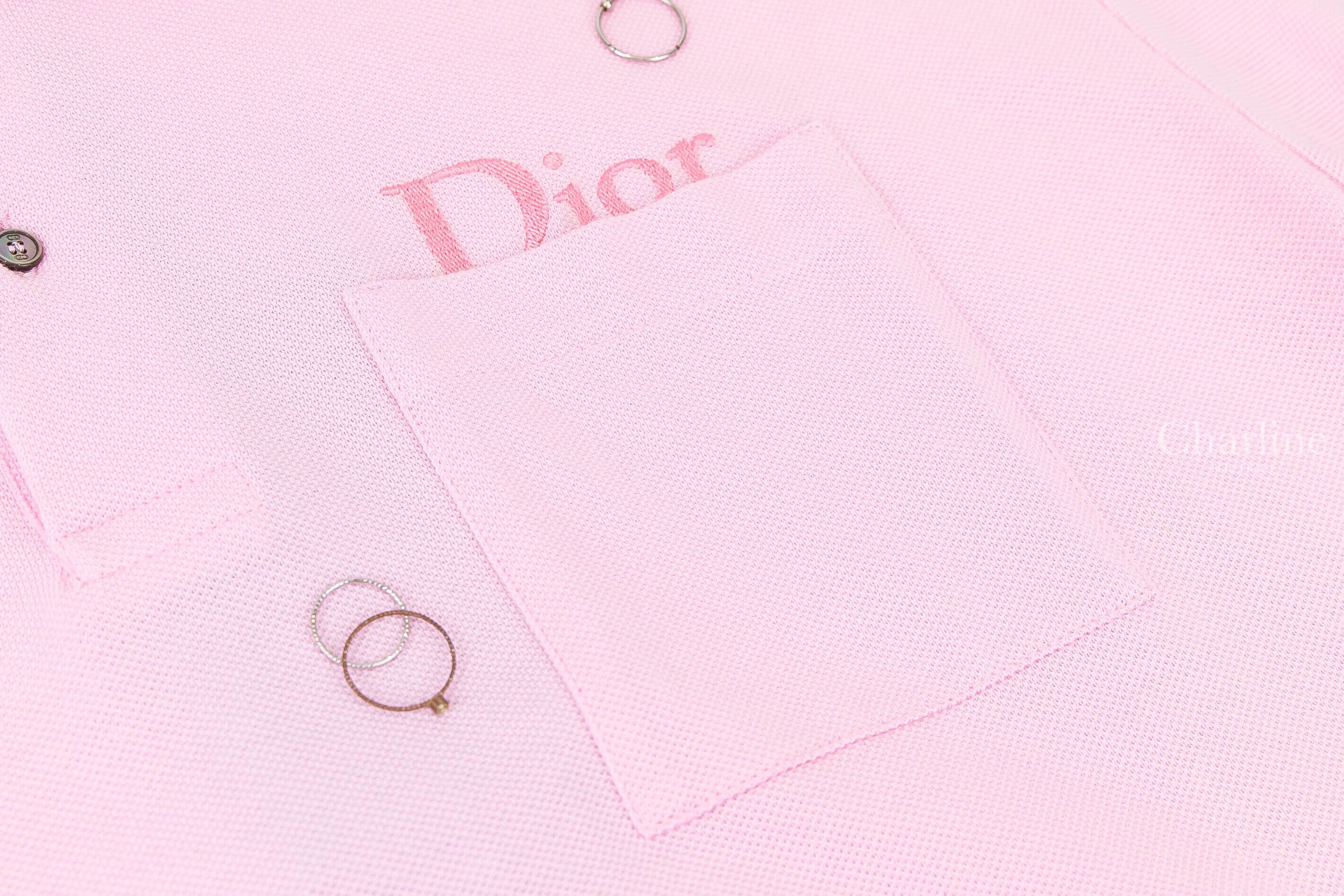 Dior Polo Shirt With Dior Embroidery, Relaxed Fit 淡粉紫色刺繡字母口袋Polo領棉質短袖上衣