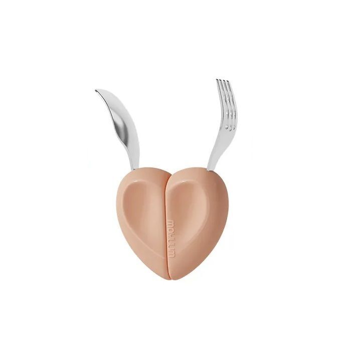 【MOYUUM】Stainless Steel Baby Spoon & Fork Set (Terracotta)