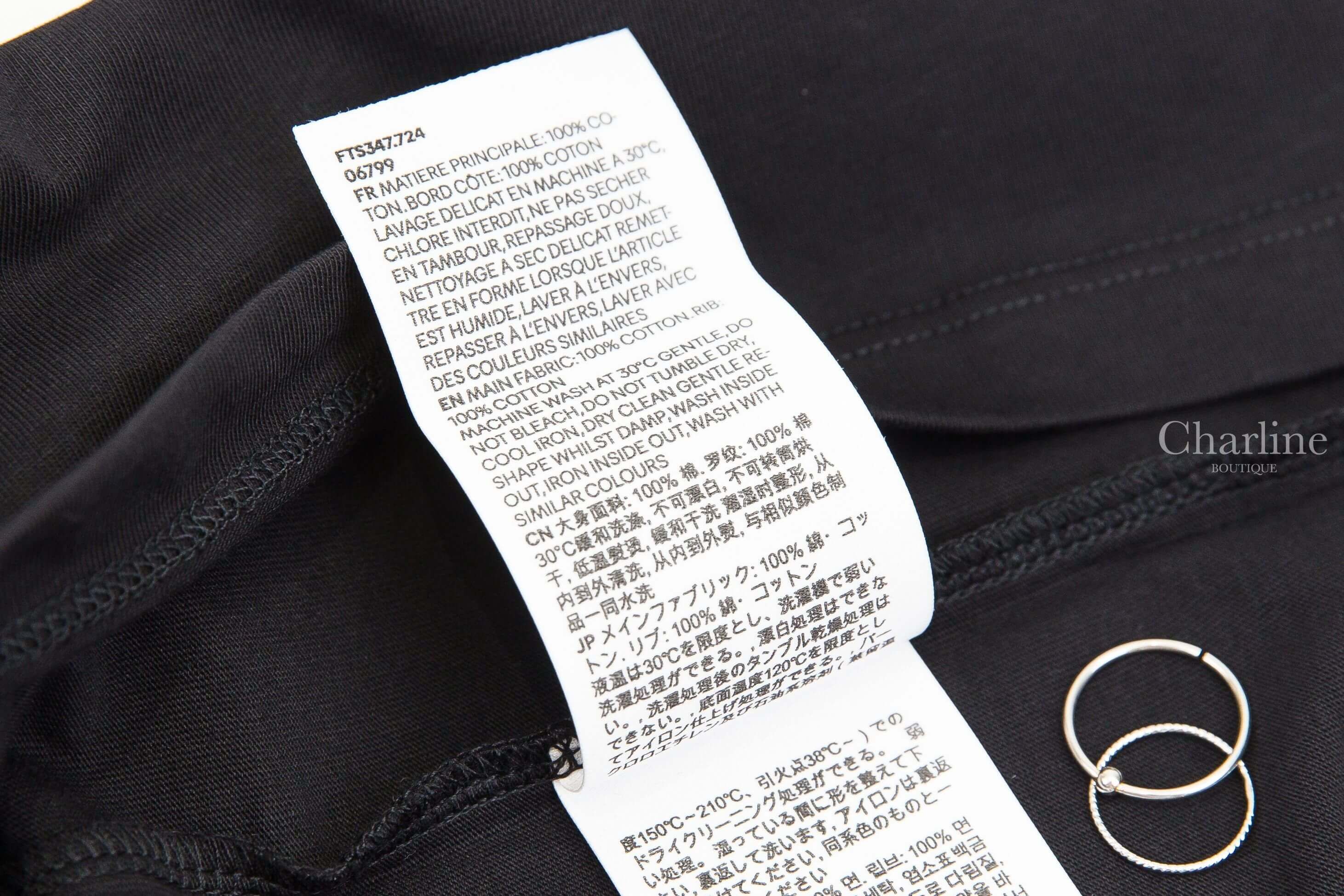 Ami Paris Black Cotton Ami De Coeur Cropped T-shirt 黑色奶油白色刺繡小愛心後背刺繡字母短袖棉T-Charline Boutique 精品代購