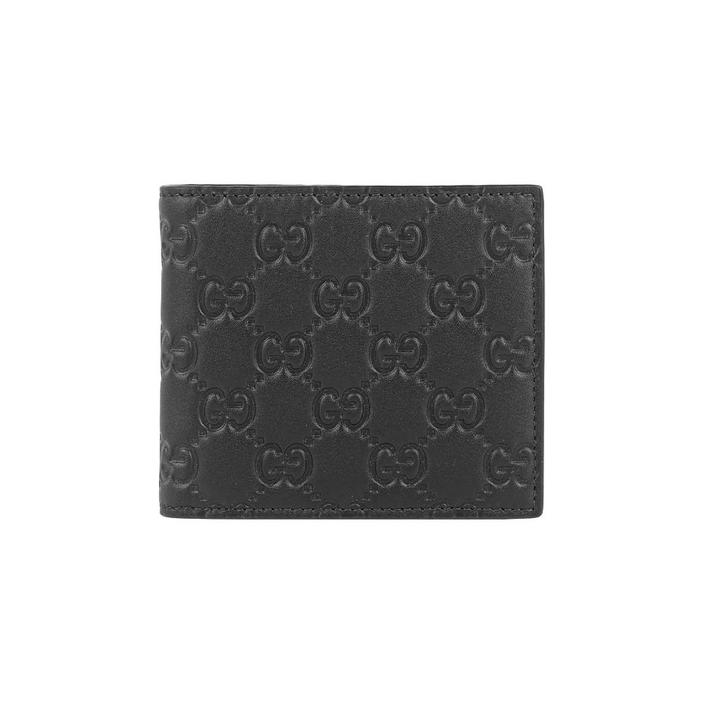 【GUCCI】GG Emblem 壓紋標誌對開零錢袋短夾(黑色)
