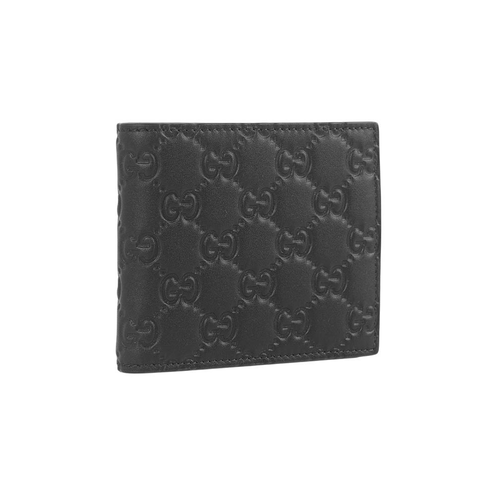 【GUCCI】GG Emblem 壓紋標誌對開零錢袋短夾(黑色)