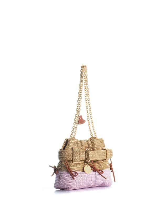 1KO0526-086 [KOORELOO] The Bow Pepper Mini  Small Raffia Gold/Light Pink #15202.2002.0703.1 (EU)