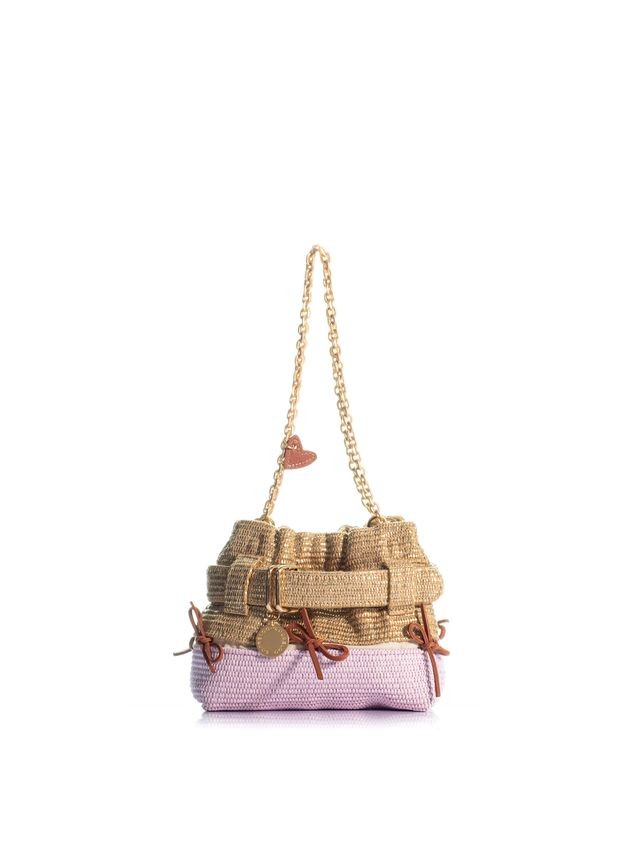 1KO0526-086 [KOORELOO] The Bow Pepper Mini  Small Raffia Gold/Light Pink #15202.2002.0703.1 (EU)