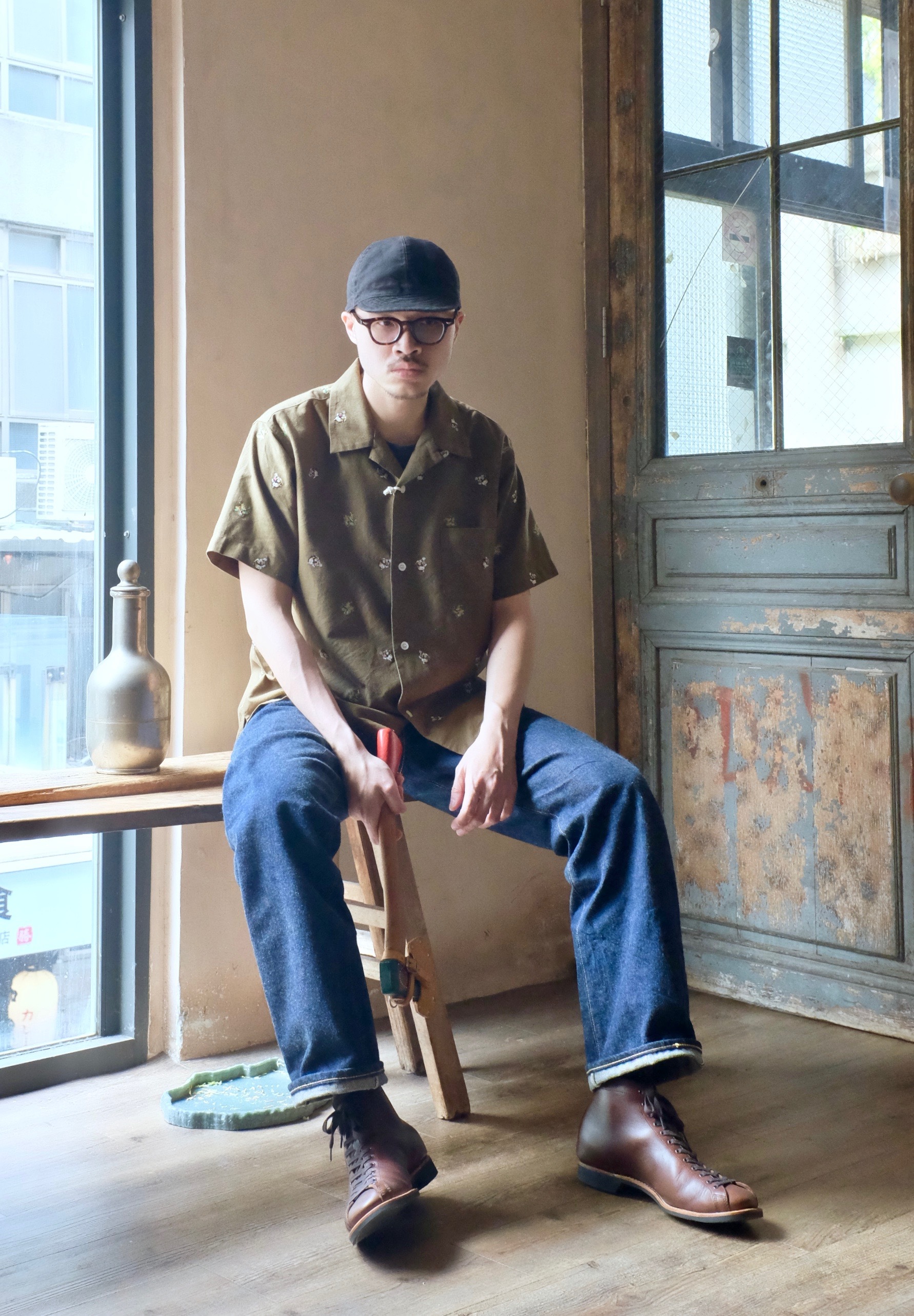 HOUSTON TWILL 龍虎 S/S SHIRT