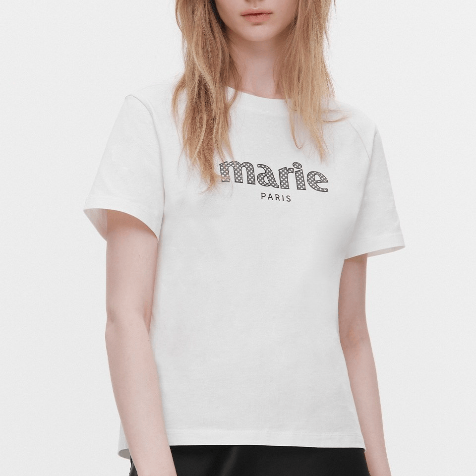 marie claire｜Signature Logo Check Patch Short Sleeve T-shirt [3 colors]