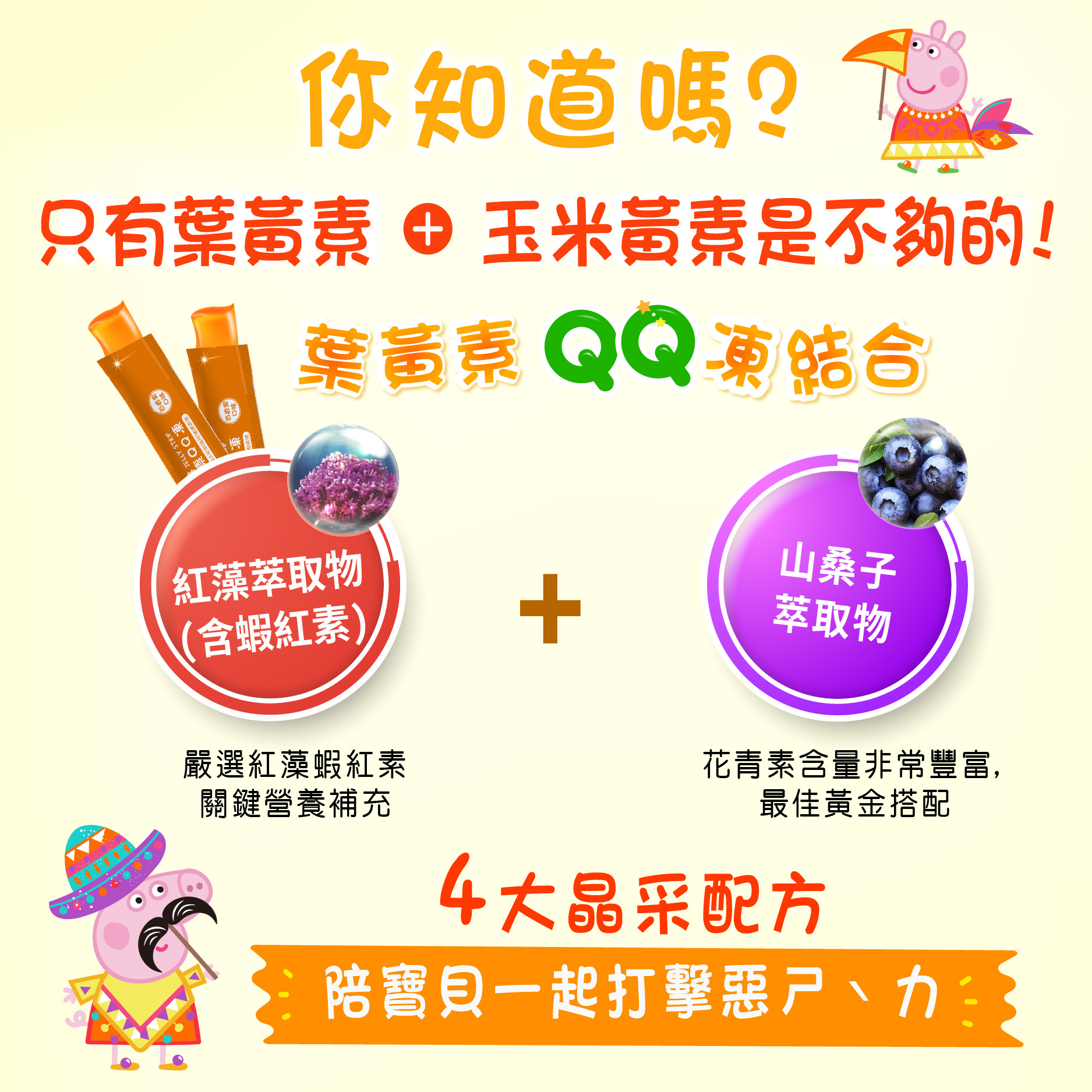 【Carloine 卡蘿琳】佩佩豬系列 無糖QQ凍 百香果口味 (10入/盒)｜晶亮保護