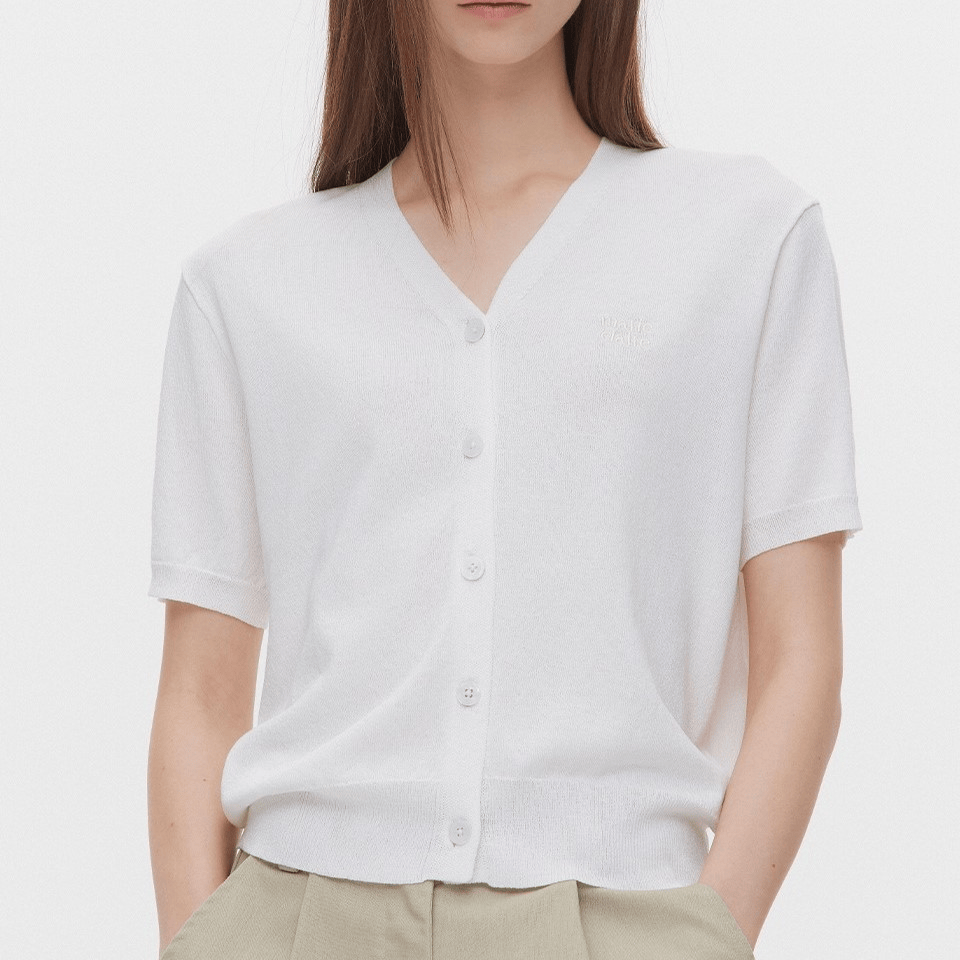 marie claire｜Basic Logo V-Neck Short Sleeve Cardigan [5 colors] 關鍵字：MA235