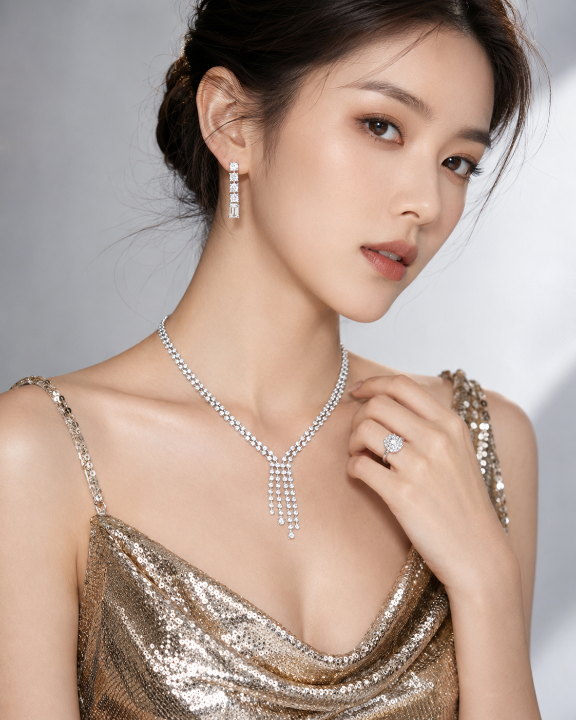 8.19 CT Diamond Set — Earrings, Ring, Necklace