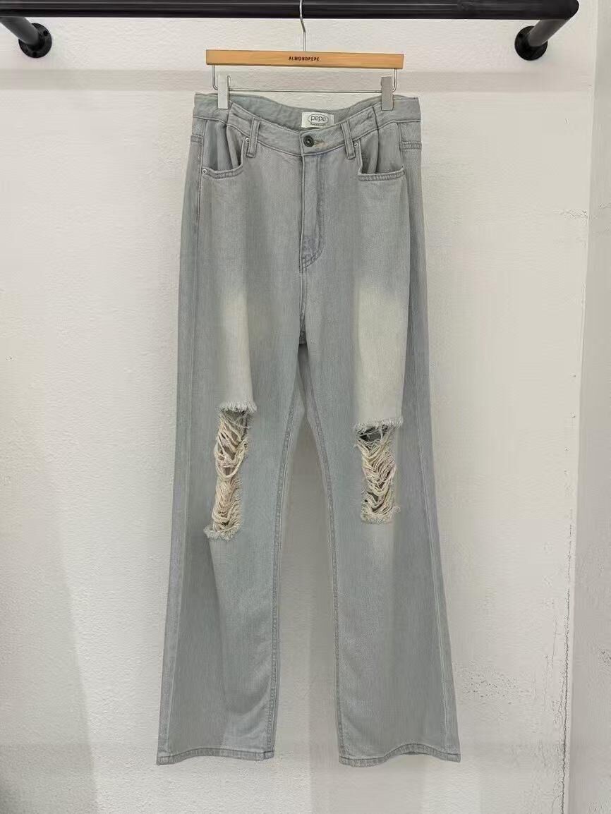 AP6205 淺水洗破損牛仔闊褲