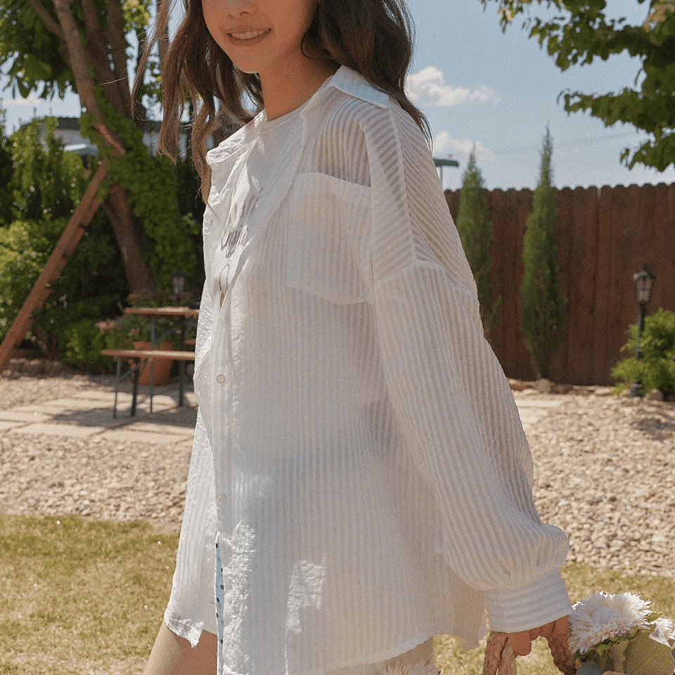 marie claire｜One Pocket See-through Striped Shirt [3 colors] 關鍵字：MA249