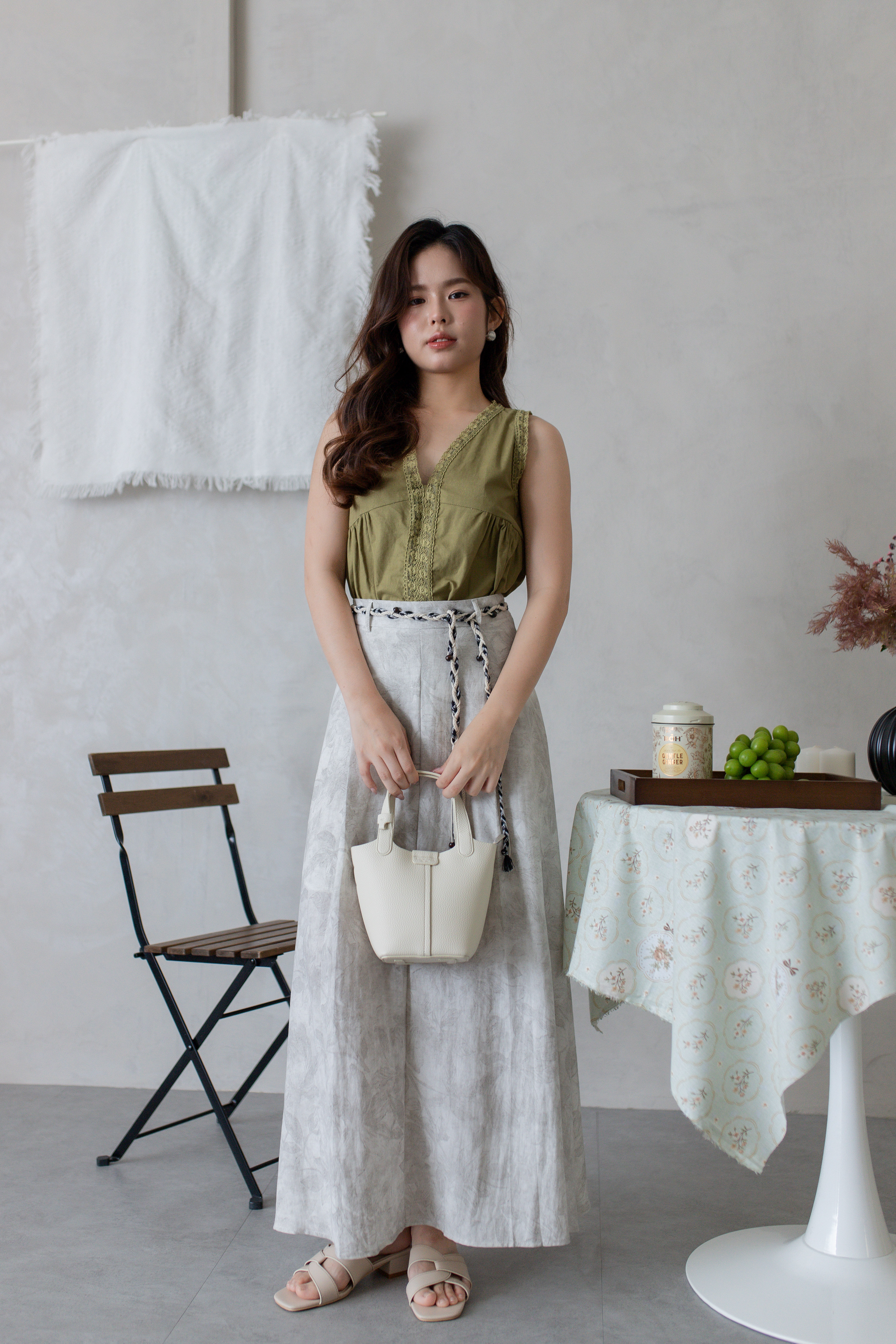 Ayue  Bucket Bag Beige- D164BEI