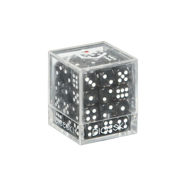 KARDIKO DICESKI D6 12mm 透明骰子 - 黑色 (36粒)