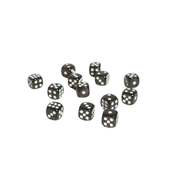 KARDIKO DICESKI D6 12mm 透明骰子 - 黑色 (36粒)