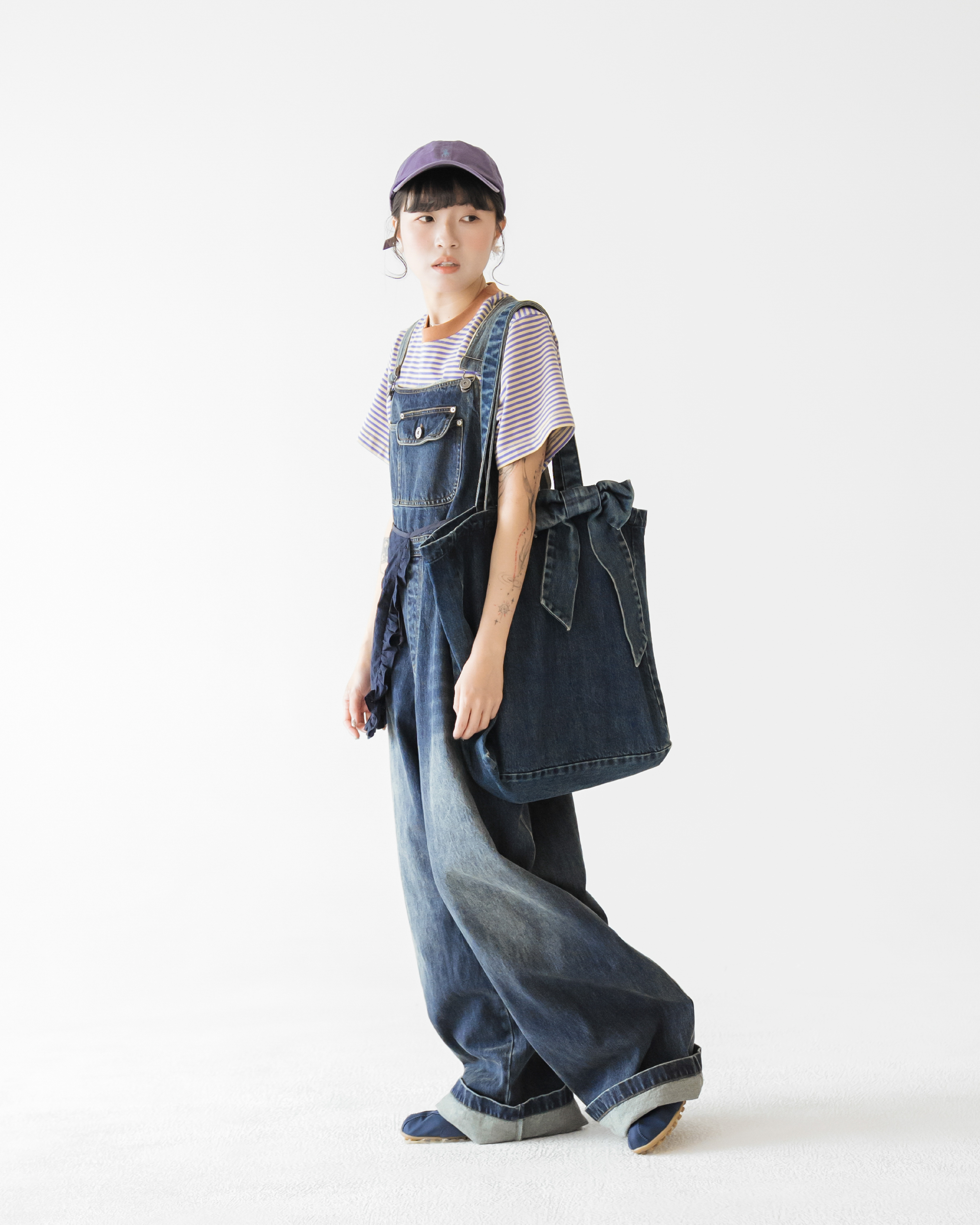 【 Kiki.co made 】Slouchy Denim Ribbon Shoulder Bag