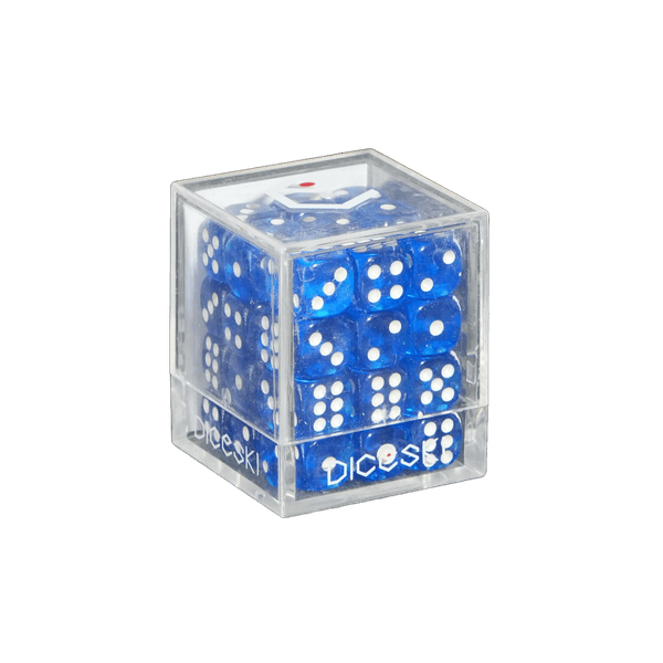 KARDIKO DICESKI D6 12mm 透明骰子 - 藍色 (36粒)