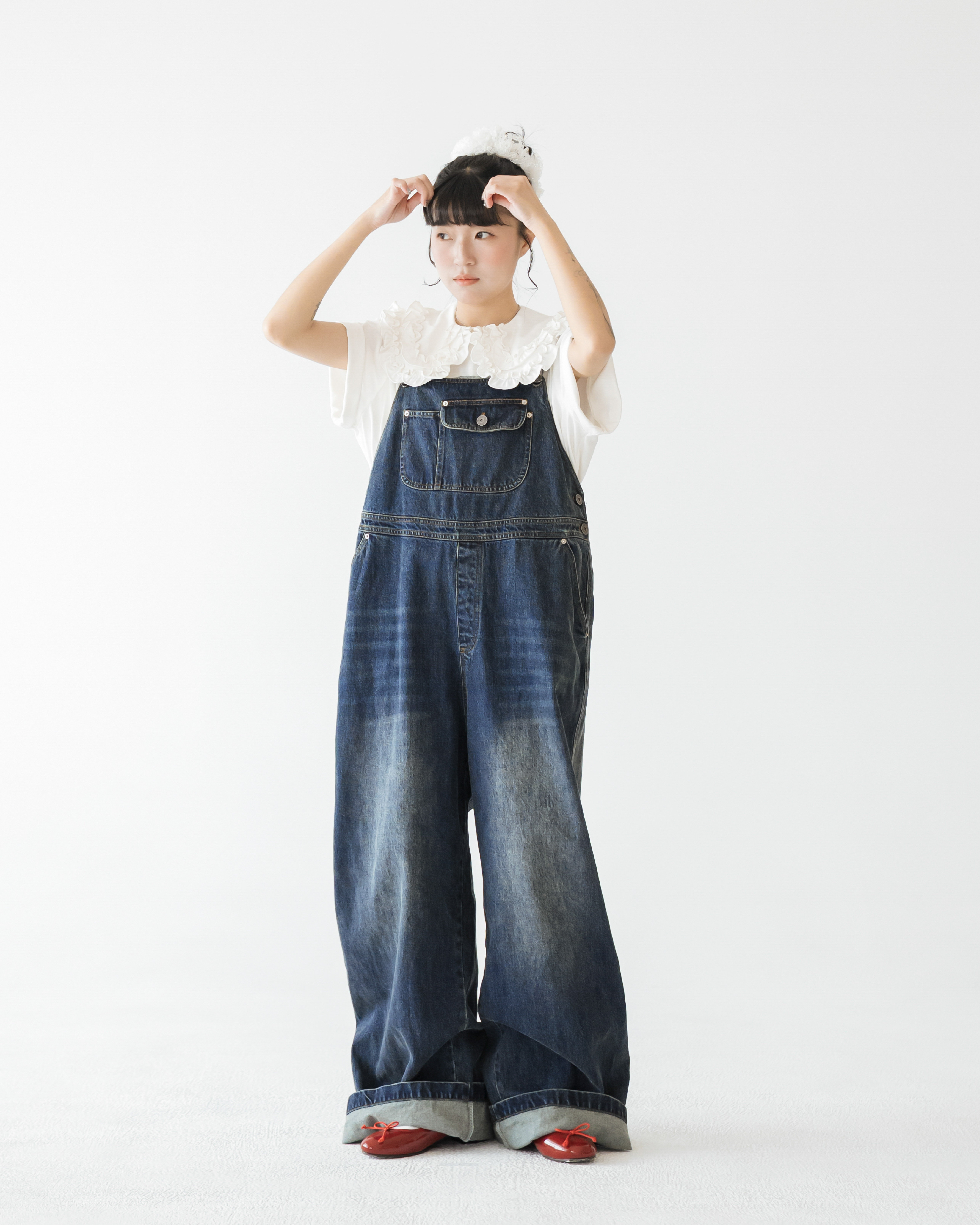 【 Kiki.co made 】Gathered Ruffle Collar Tee - White  7月中左右到貨 不接急單