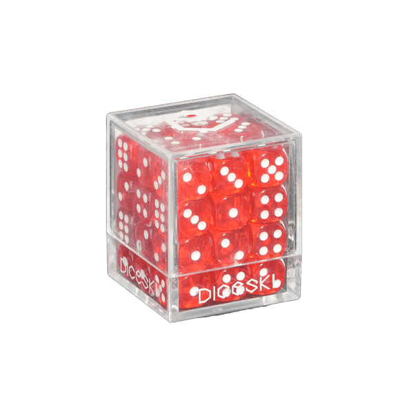 KARDIKO DICESKI D6 12mm 透明骰子 - 紅色 (36粒)