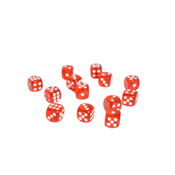KARDIKO DICESKI D6 12mm 透明骰子 - 紅色 (36粒)