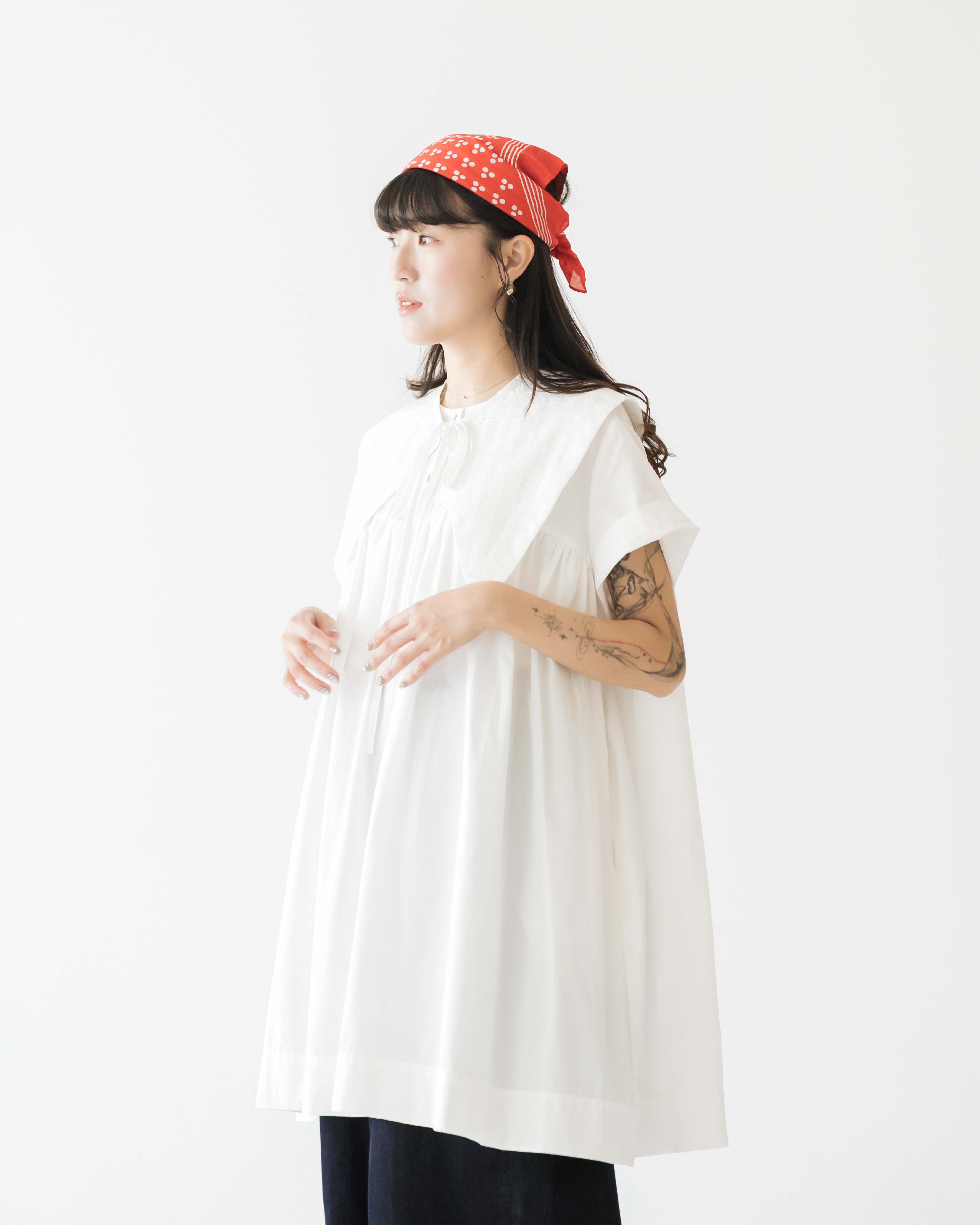 【 Kiki.co made 】Eyelet Blossom Tunic - White