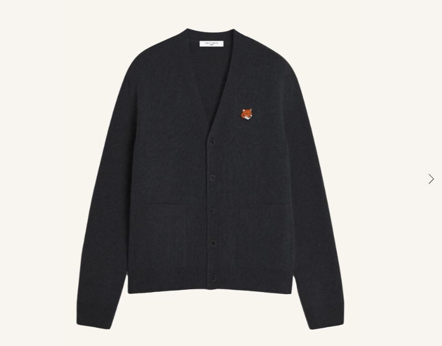 Maison Kitsuné 狐狸頭刺繡羊毛開衫 【PM00501KT1181-P199】