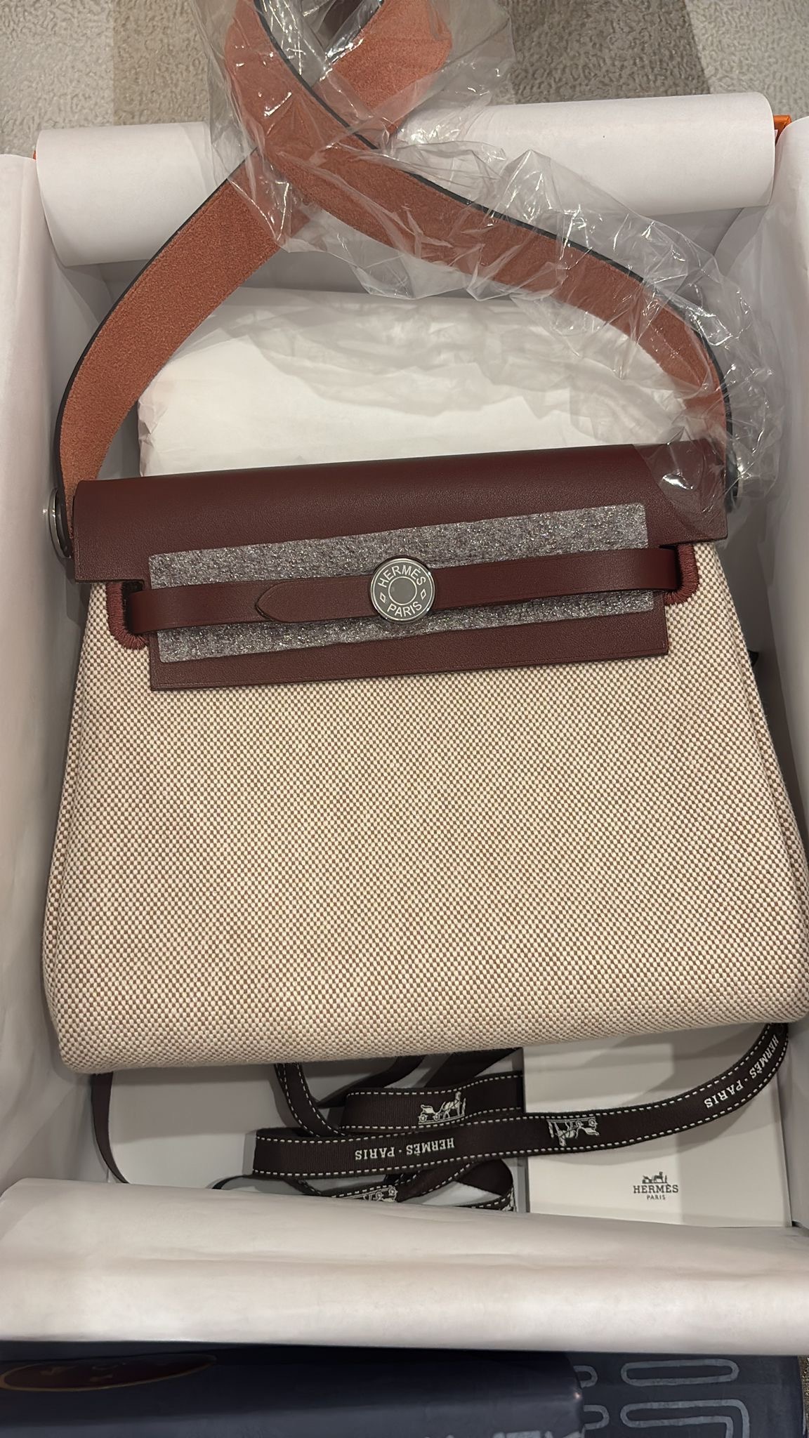 Herbag mini ecru beige/rouge H ck canvas G