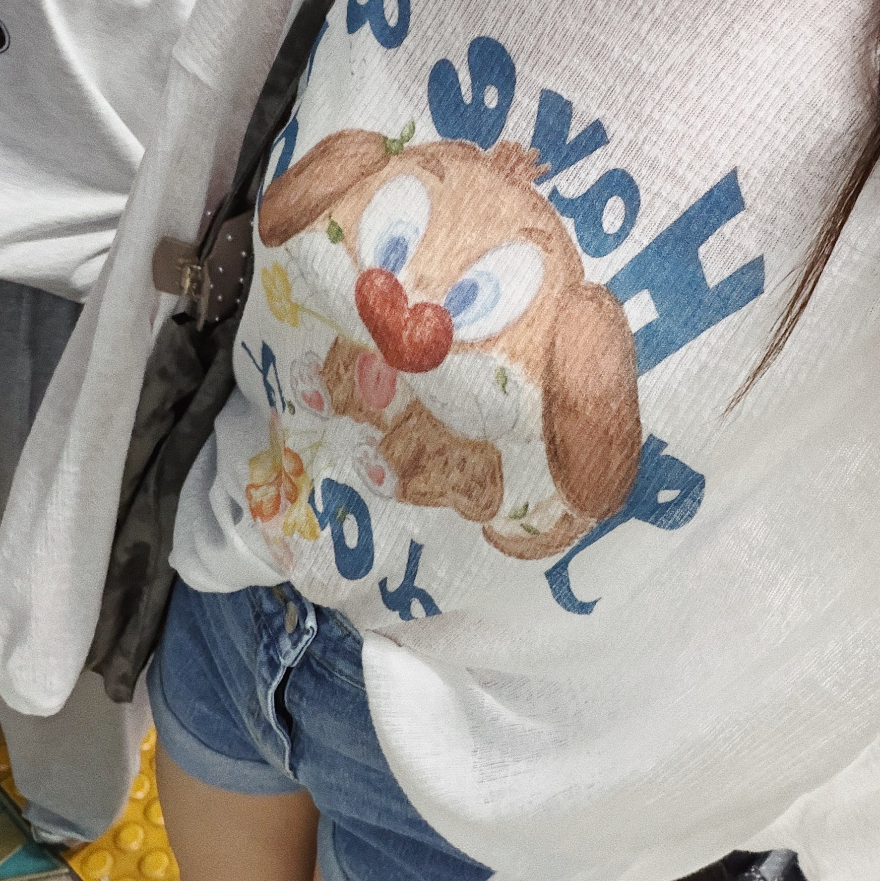 🇰🇷 英國浪漫小兔薄罩衫/牛仔捲邊短褲