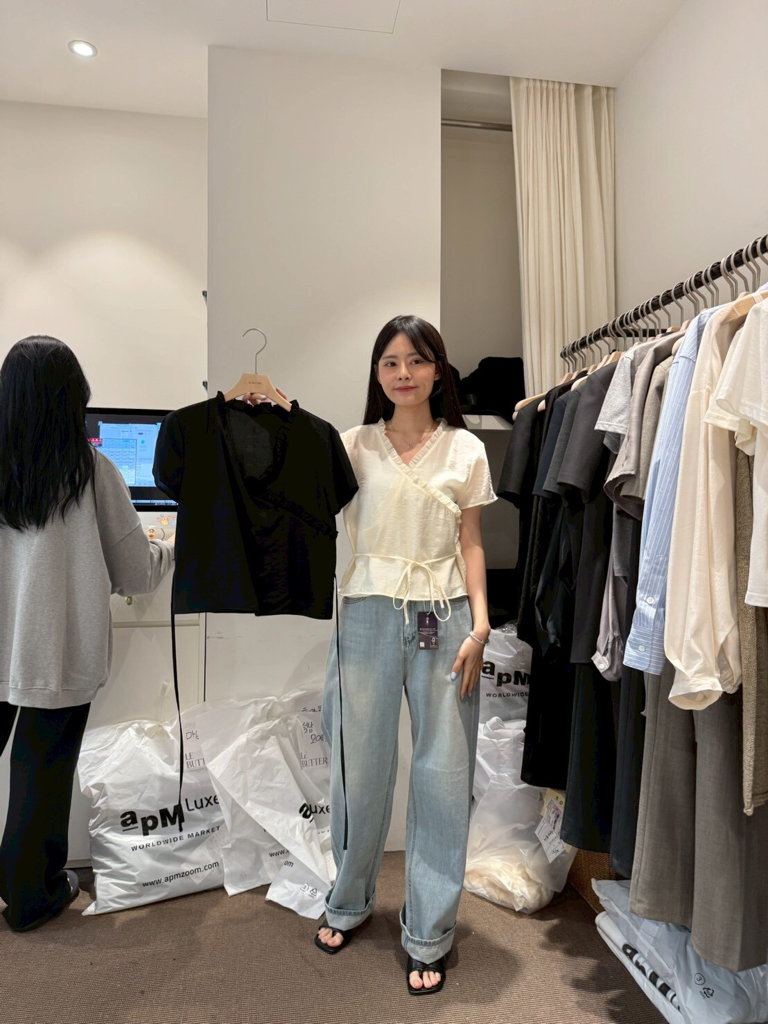 LB6226 荷葉V領綁帶上衣