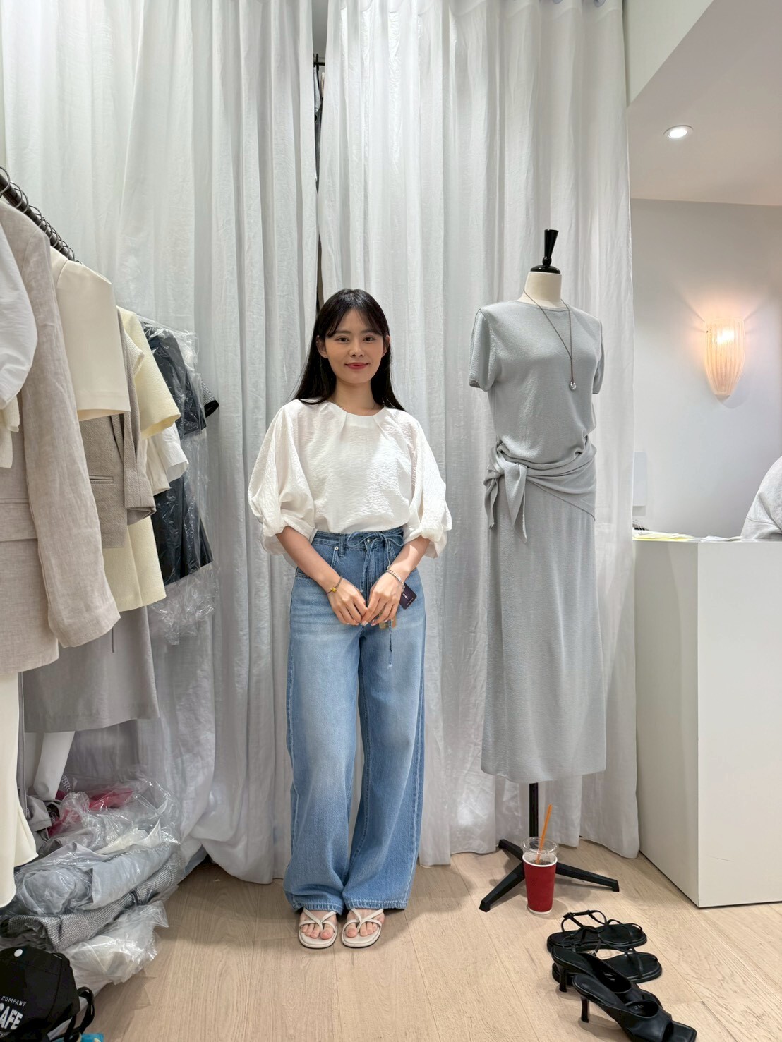 AY6220 圓領七分泡泡袖上衣