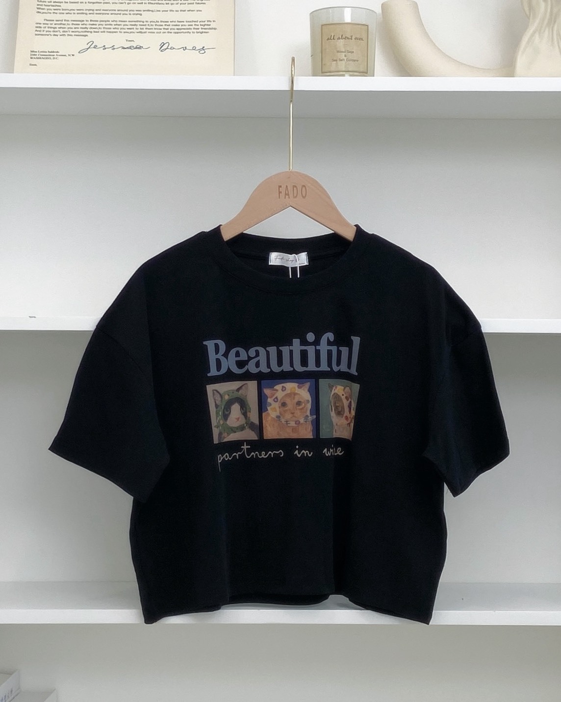 法朵Fado shop｜Beautiful三格喵喵短版T 0215115 五色