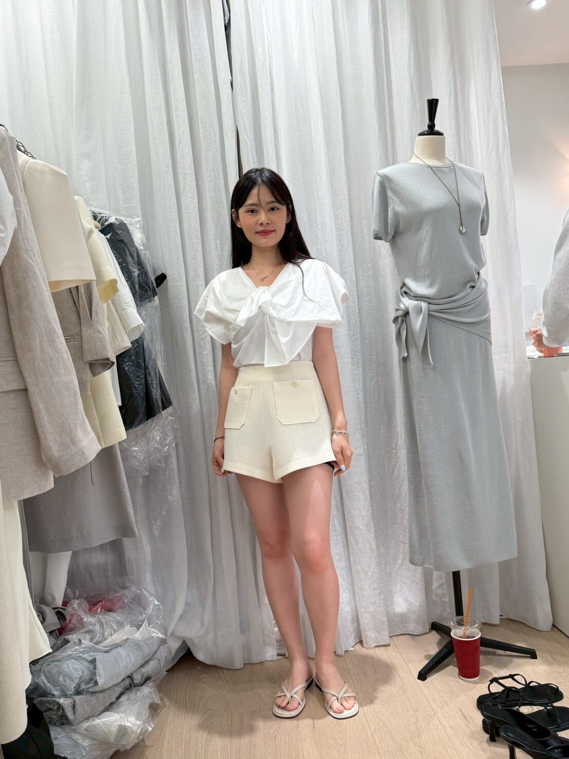 AY6232 小香風粗花呢短褲