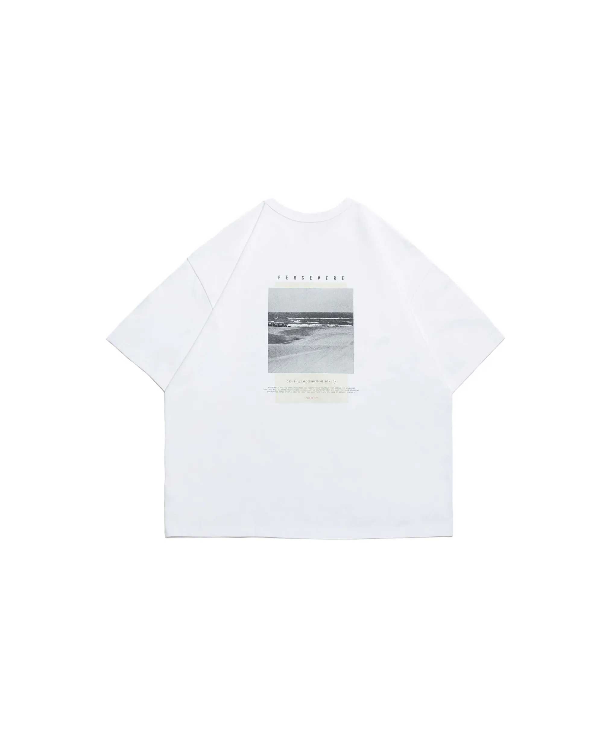 PERSEVERE MONOCHROME GRAPHIC PHOTO T-SHIRT - WHITE
