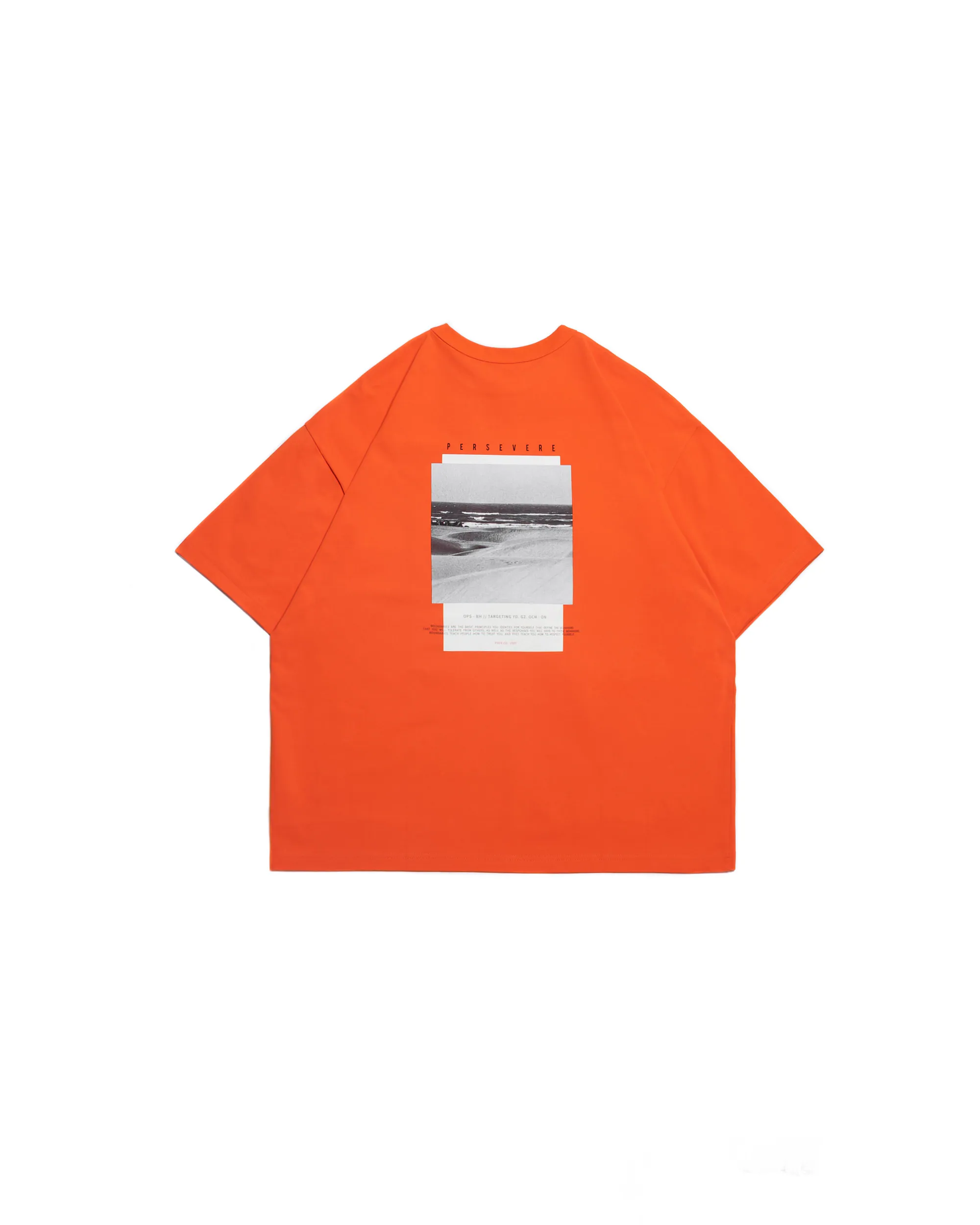 PERSEVERE MONOCHROME GRAPHIC PHOTO T-SHIRT - ORANGE