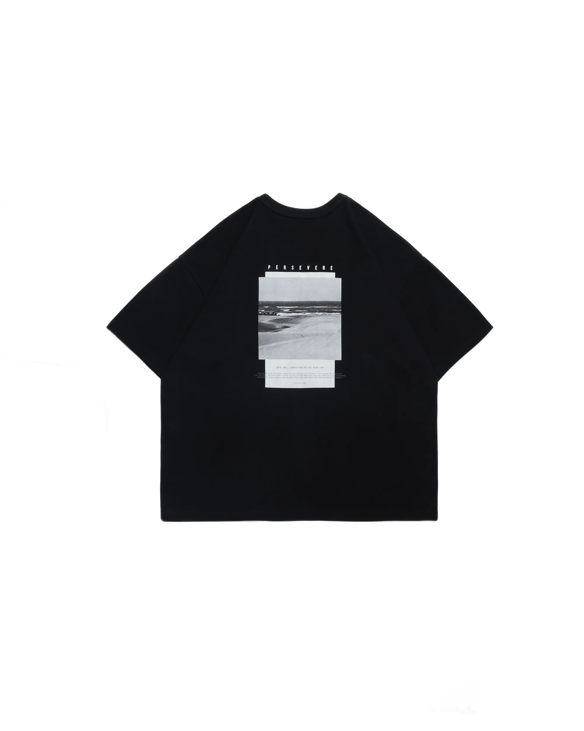 PERSEVERE MONOCHROME GRAPHIC PHOTO T-SHIRT - BLACK