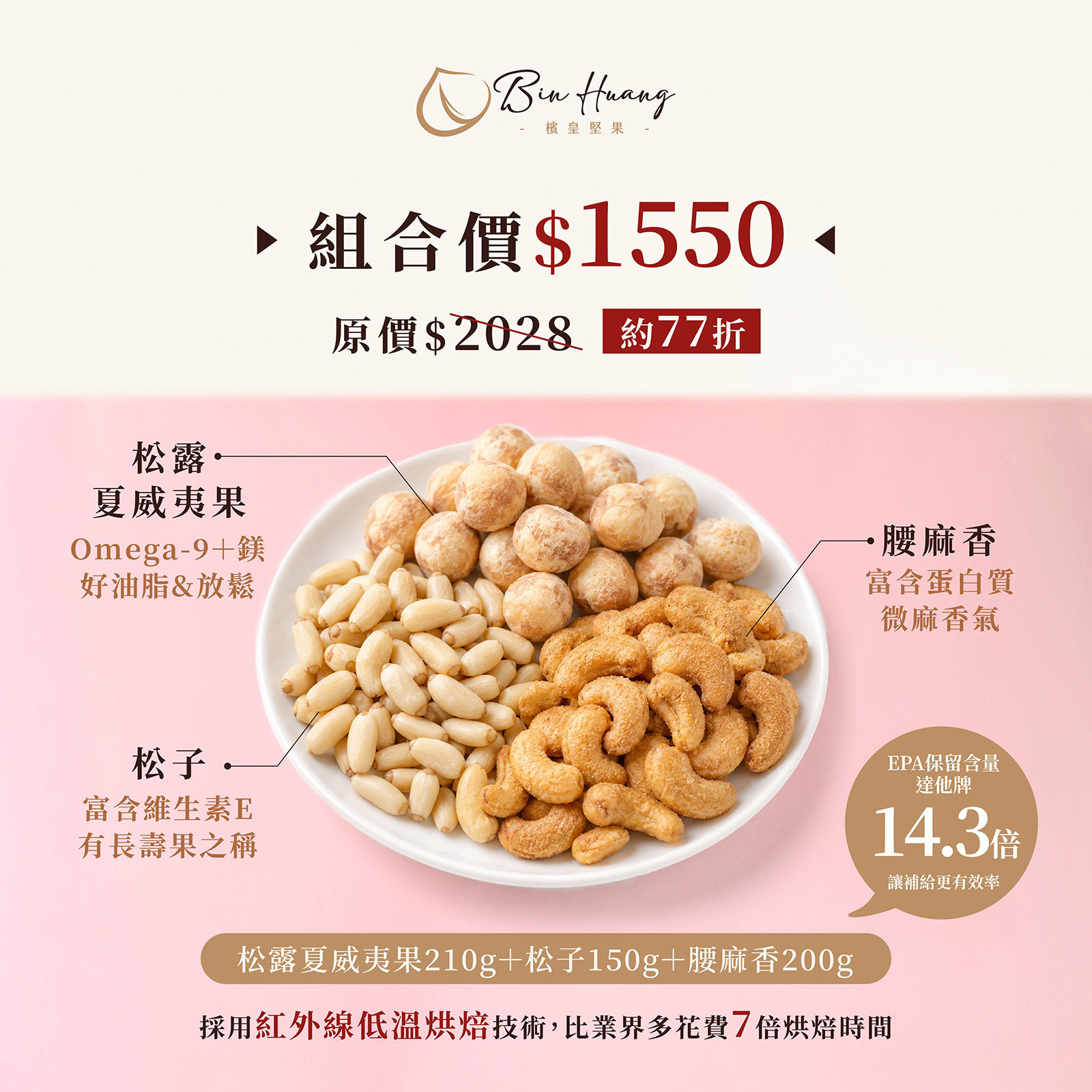 莓好雙核｜胡桃300g＋核桃300g＋蔓越莓300g