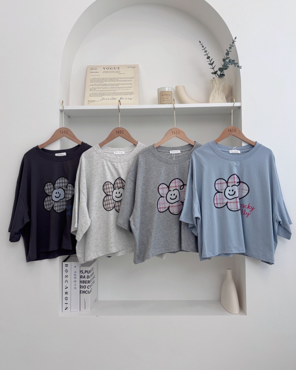 法朵Fado shop｜微笑花格紋短版T 0215118 四色