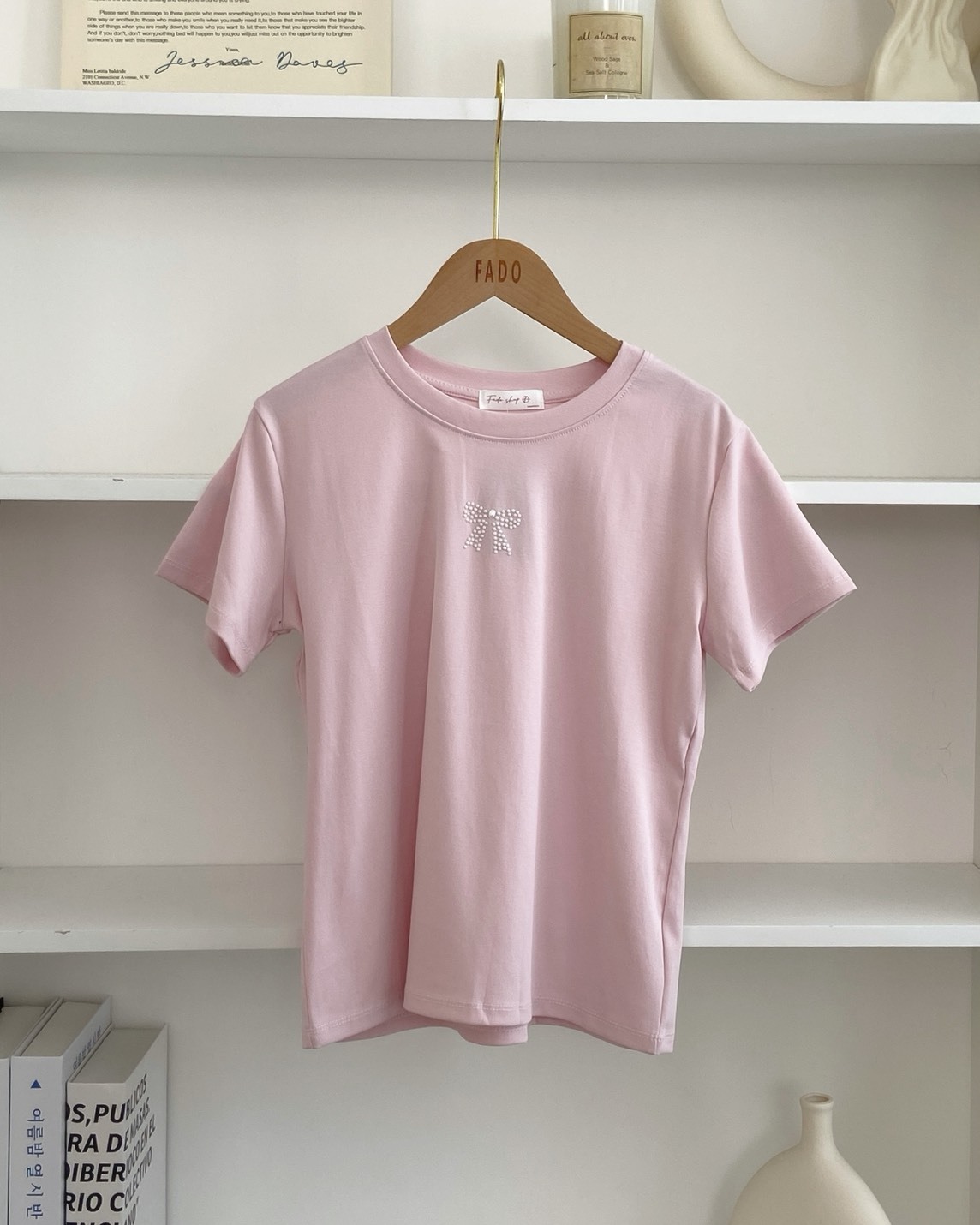 法朵Fado shop｜燙珍珠蝴蝶結短T 0215114 三色
