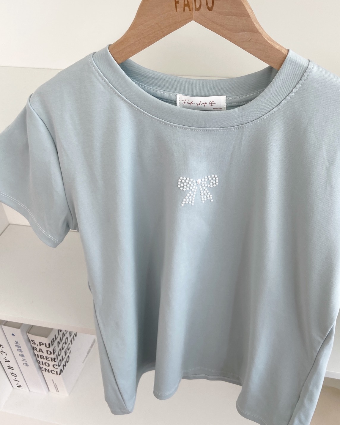 法朵Fado shop｜燙珍珠蝴蝶結短T 0215114 三色