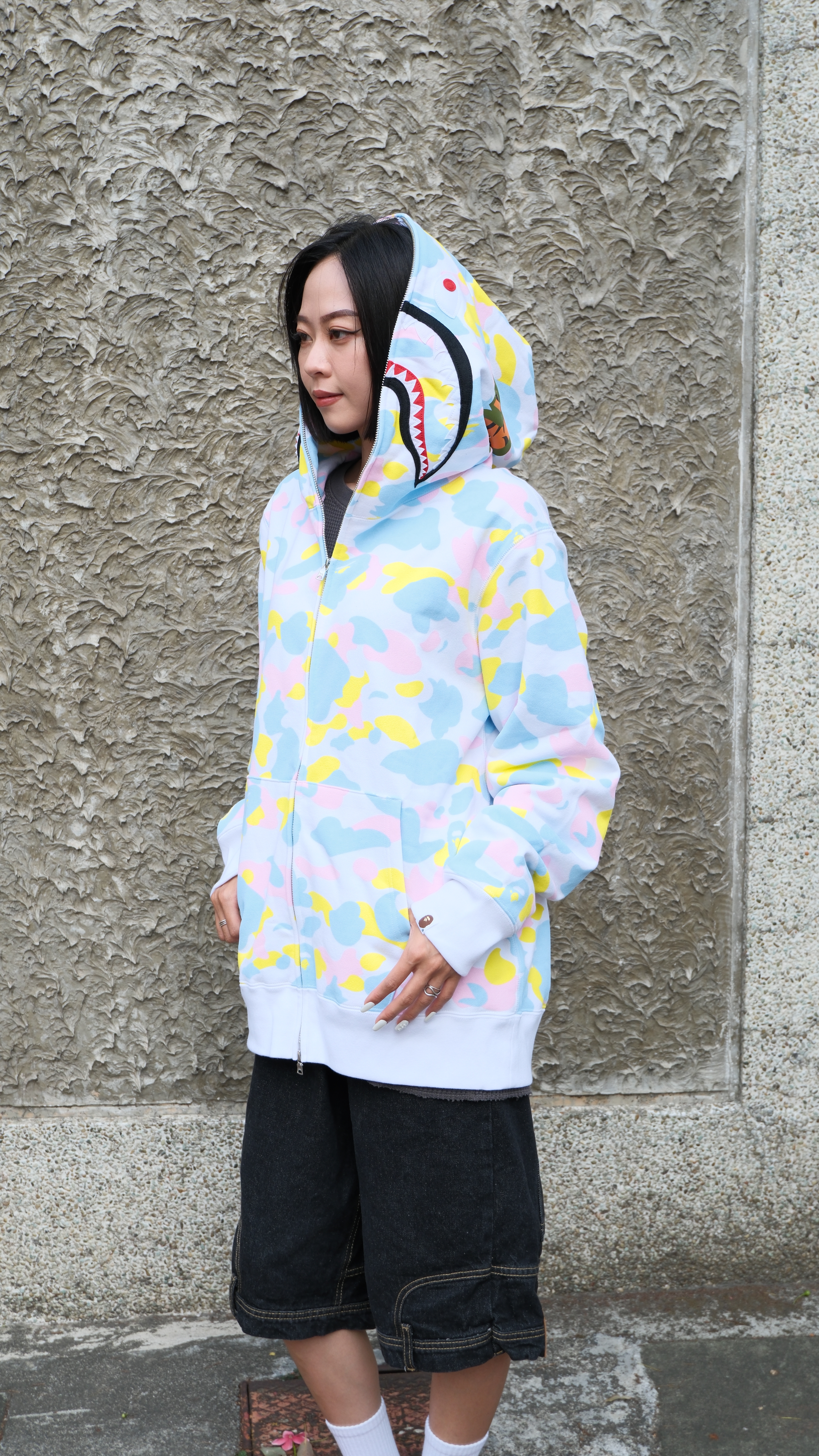 BAPE NEW MULTI CAMO SHARK FULL ZIP HOODIE 彩色 迷彩 鯊魚外套 1M20115005