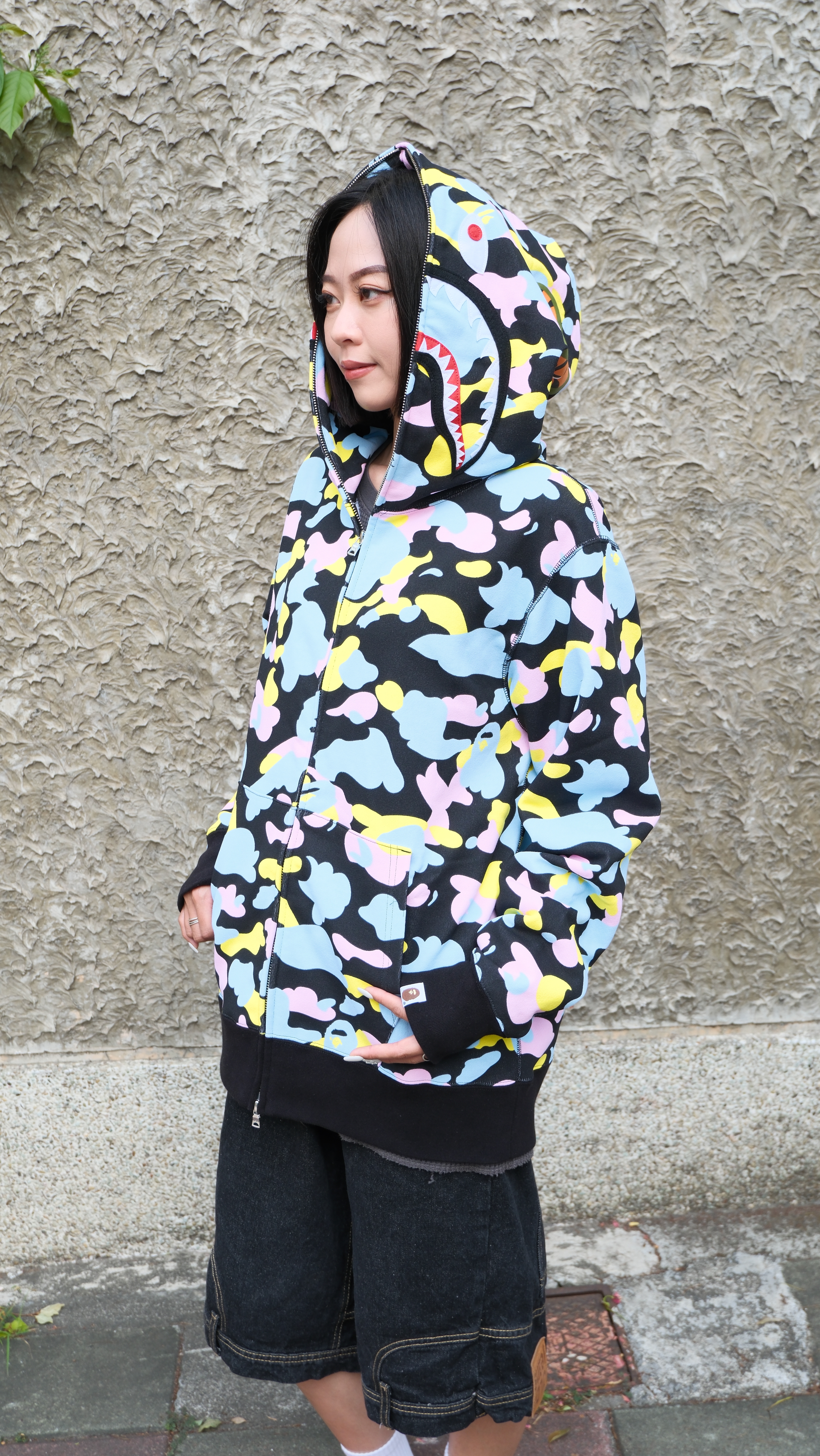 BAPE NEW MULTI CAMO SHARK FULL ZIP HOODIE 彩色 迷彩 鯊魚外套 1M20115005