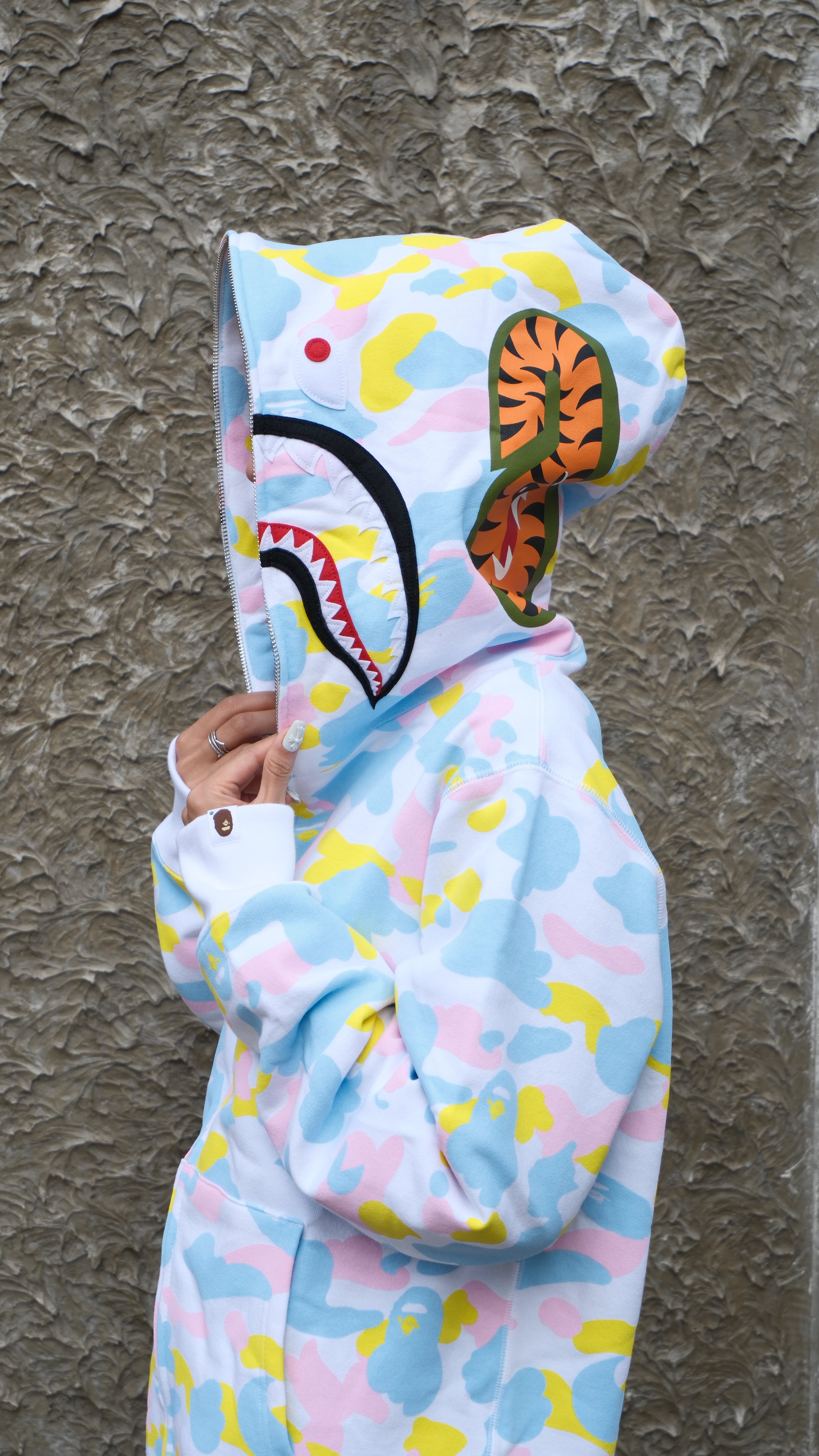 BAPE NEW MULTI CAMO SHARK FULL ZIP HOODIE 彩色 迷彩 鯊魚外套 1M20115005