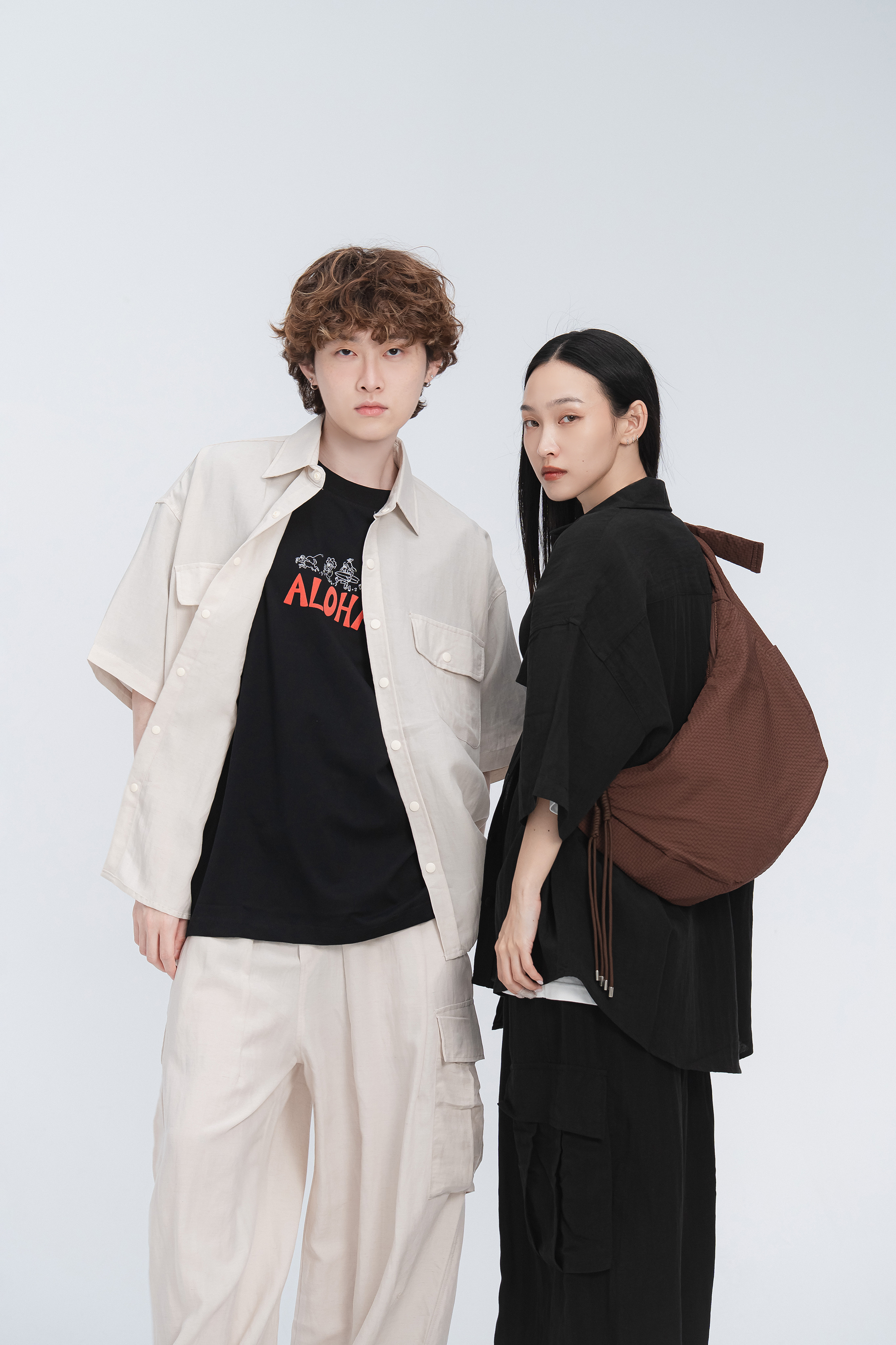 日系棉麻工裝短袖襯衫 2色