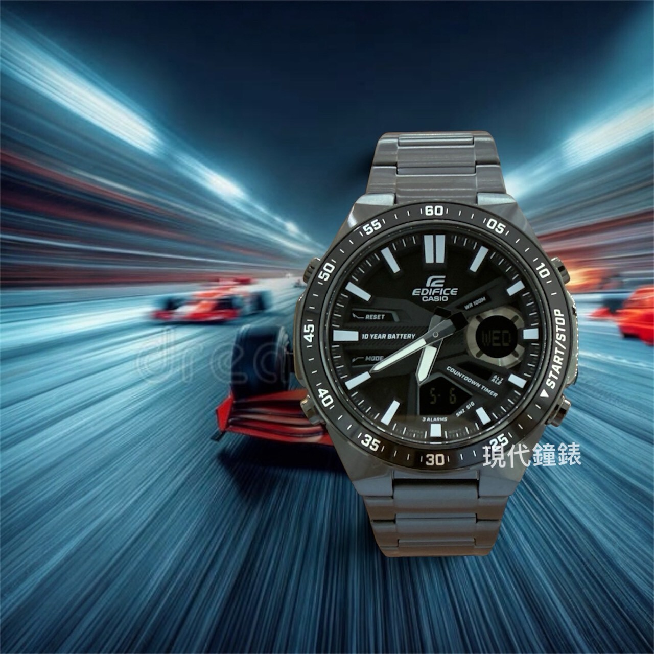 【 EDIFICE】 運動風雙顯腕錶 EFV-C110DC-1A 46.9mm 現代鐘錶