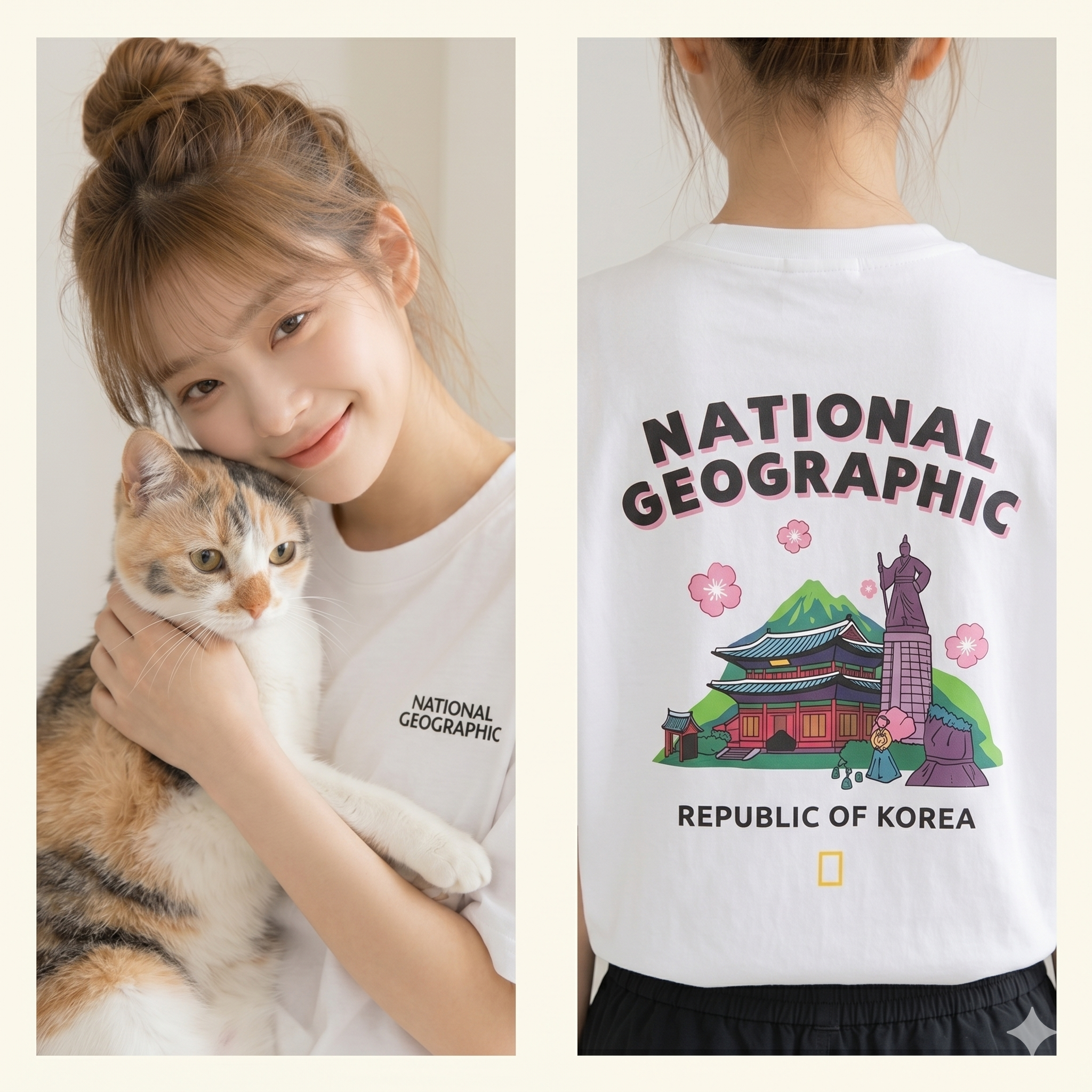 【代購】 National Geographic 國家地理 ROK 首爾城市限定圖案半寬鬆短袖 T 恤 (黑白雙色) 韓國限定