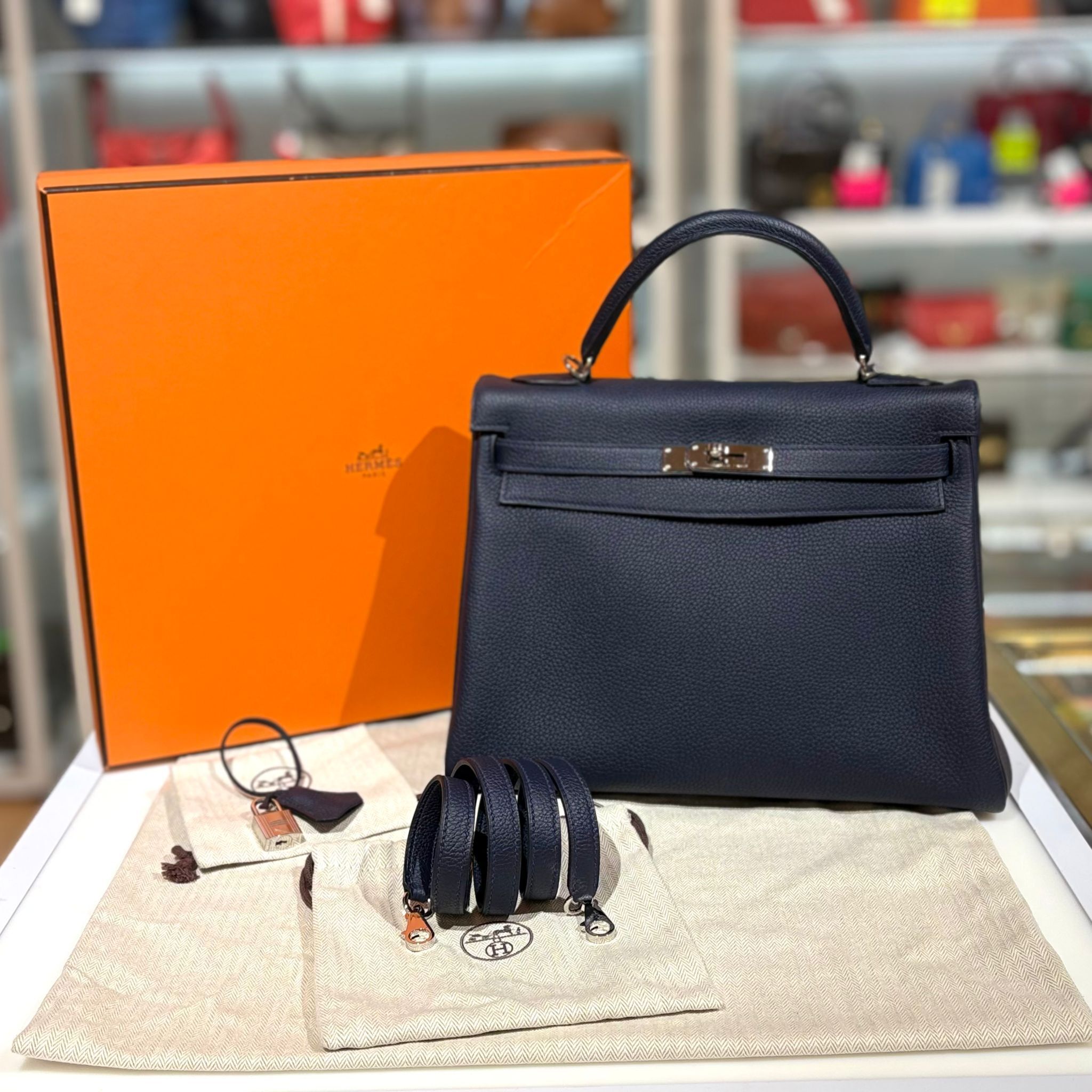 99%NEW二手HERMES KELLY 32 X刻 2Z TOGO PHW 午夜藍銀扣 #愛馬仕凱利包 #香榭站正品