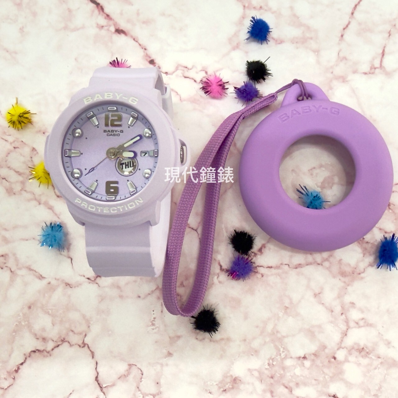 【BABY-G+PLUS】 手錶&吊飾趣味腕錶BGA-15K-6A 42.4mm 現代鐘錶