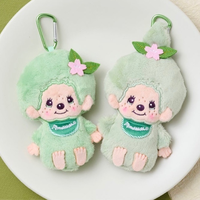MONCHHICHI 蒙奇奇 抹茶 登山扣 收納小包 口紅包 隨身