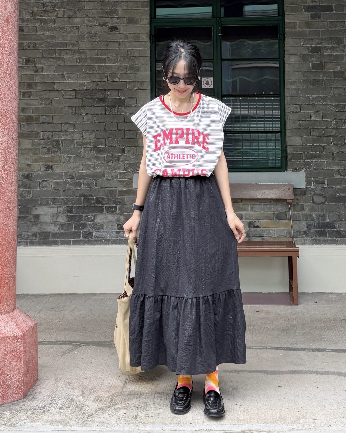 5月新品♥免熨暗格紋sk[全橡筋腰]